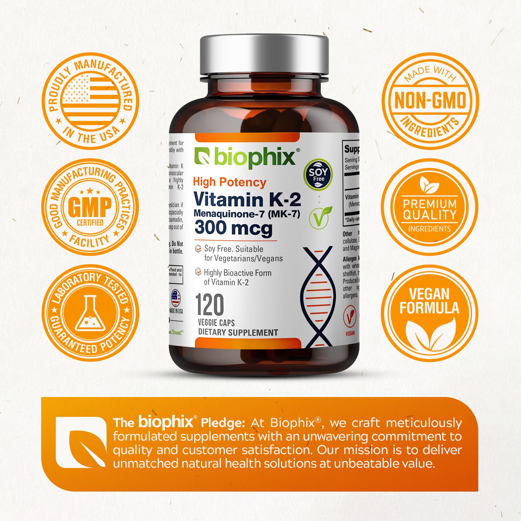 biophix Vitamin K2 MK7 Supplement 300 mcg packaging