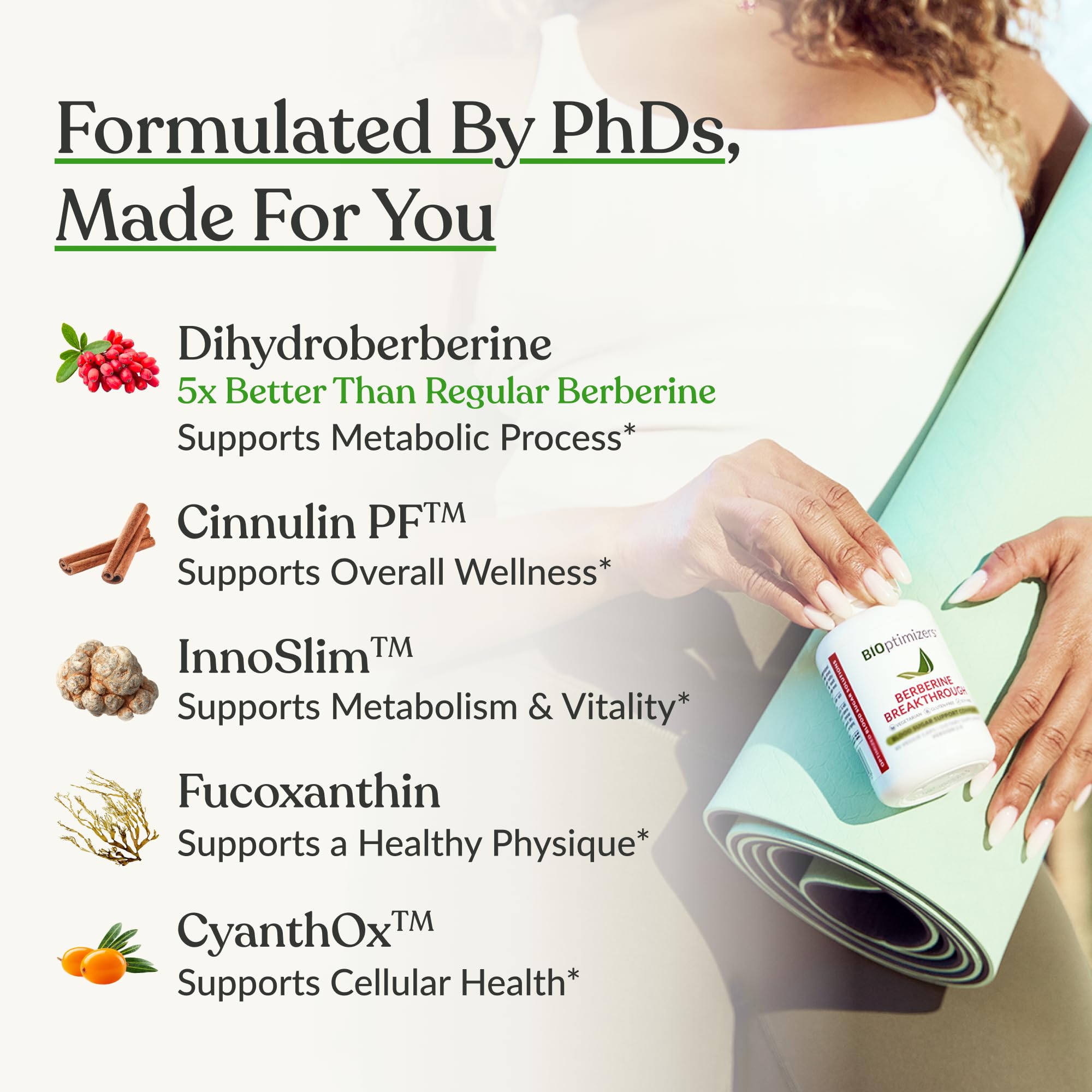 BIOptimizers Berberine Breakthrough capsules on a wooden surface