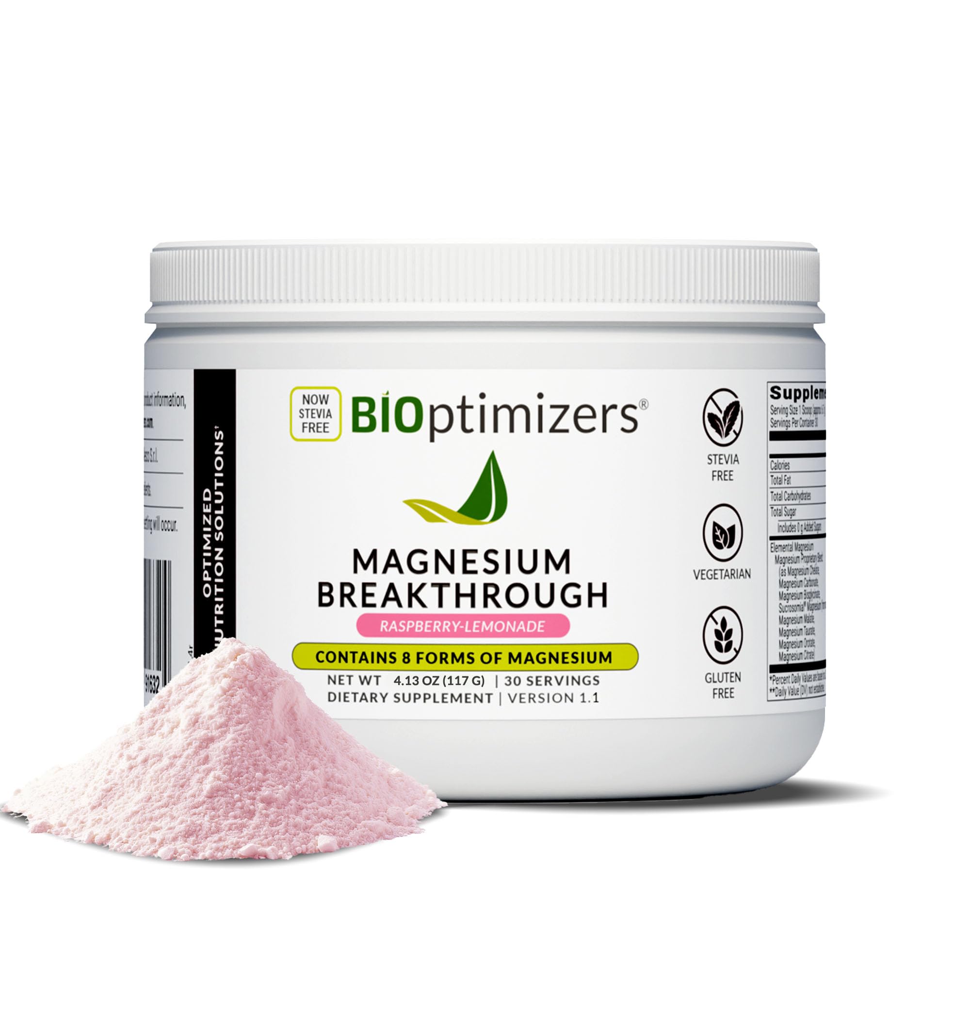 BIOptimizers Magnesium Breakthrough Drink 171g Raspberry Lemonade front view