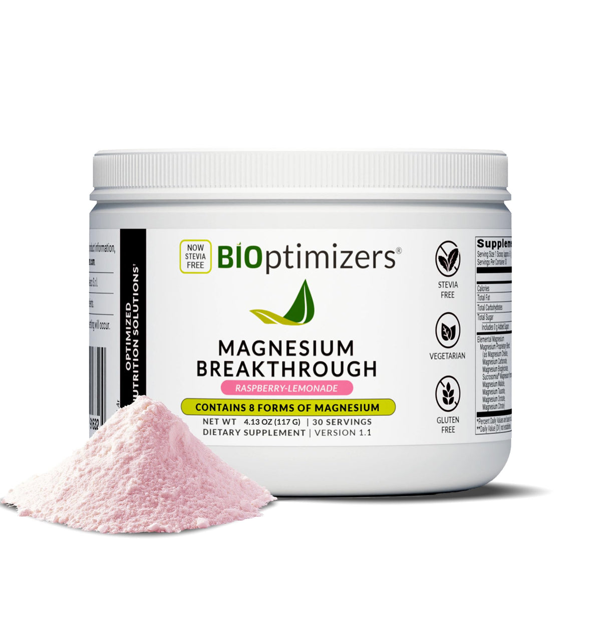 BIOptimizers Magnesium Breakthrough Drink 171g Raspberry Lemonade front view