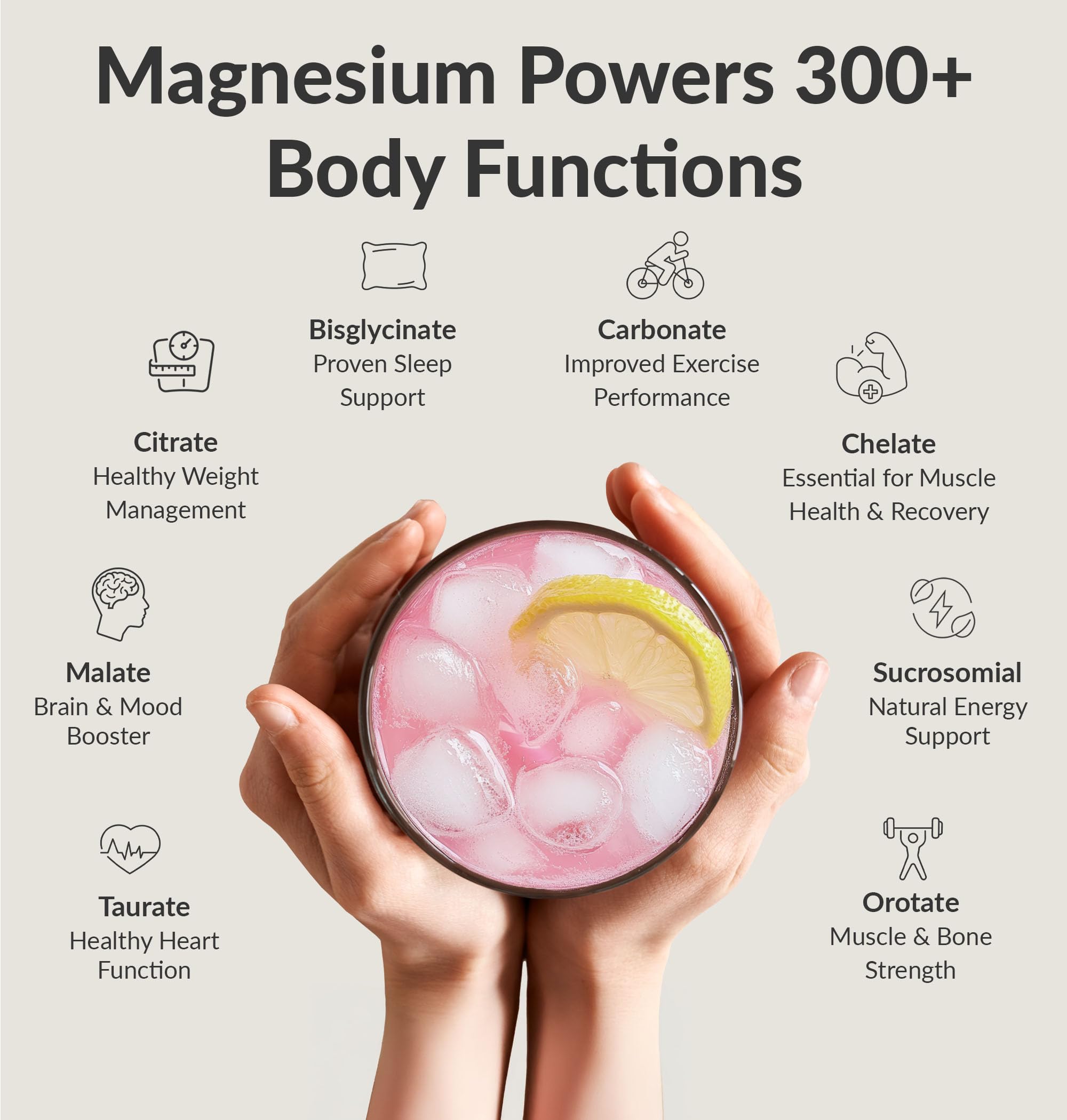 BIOptimizers Magnesium Breakthrough Drink powder in a glass