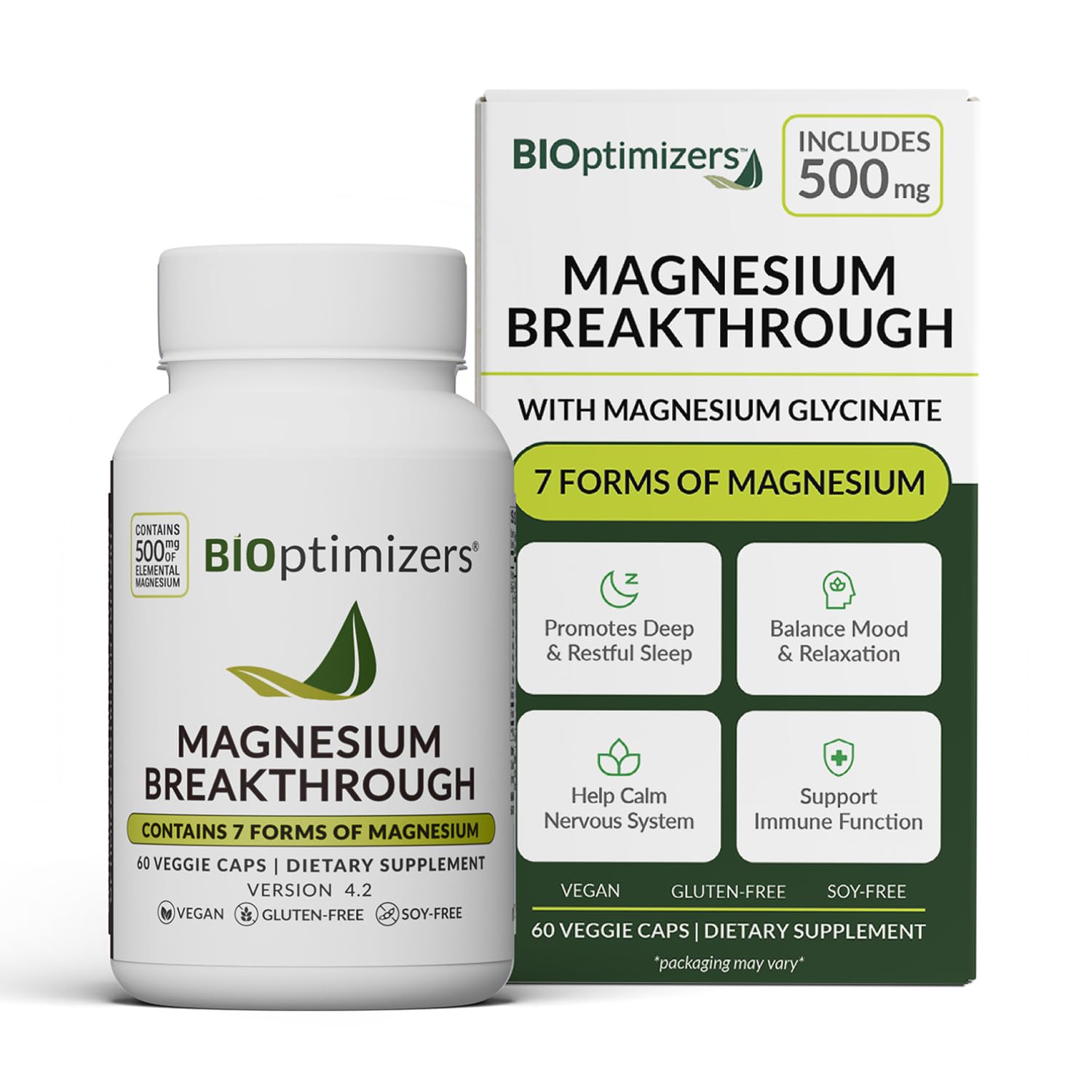 BIOptimizers Magnesium Supplement 7 Forms 60 Capsules front view