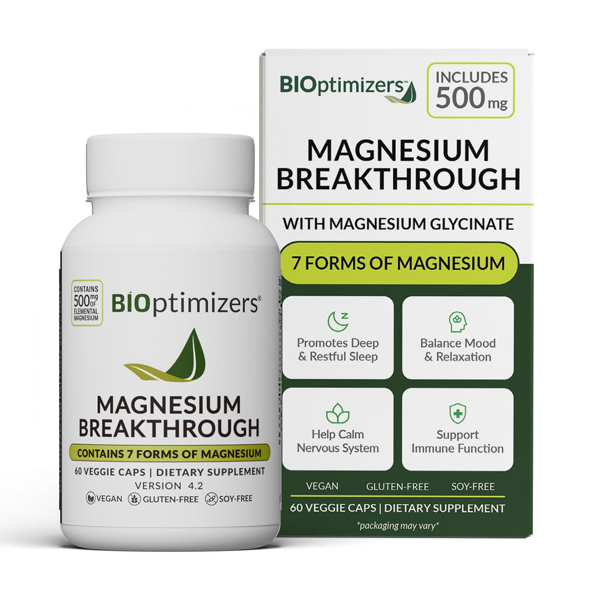 BIOptimizers Magnesium Supplement 7 Forms 60 Capsules front view