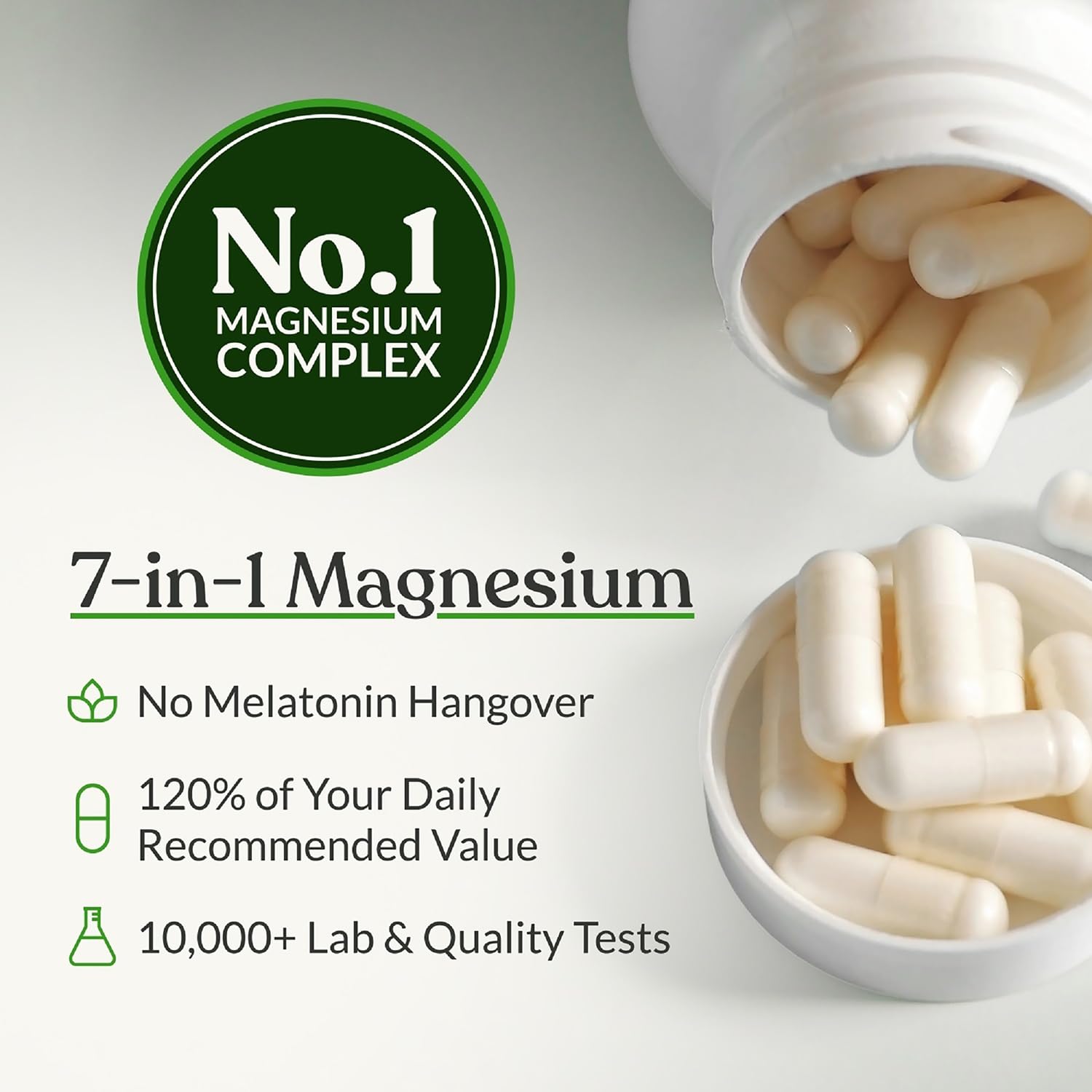 BIOptimizers Magnesium Supplement capsules in a hand
