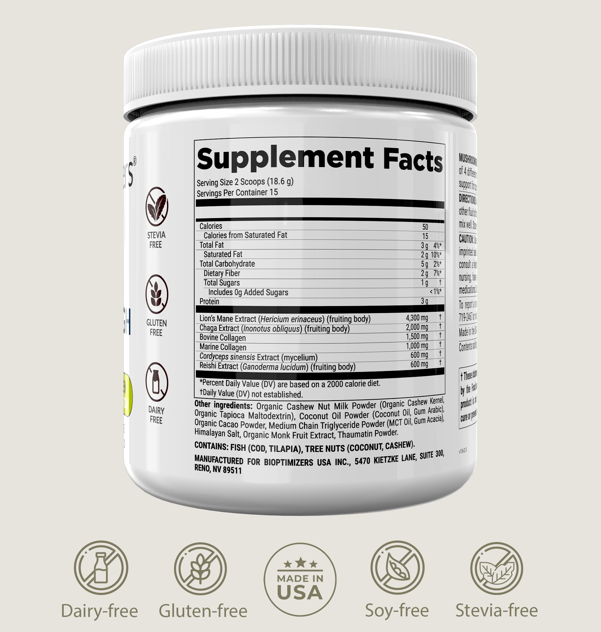 BIOptimizers Mushroom Coffee Alternative 198g lifestyle scene