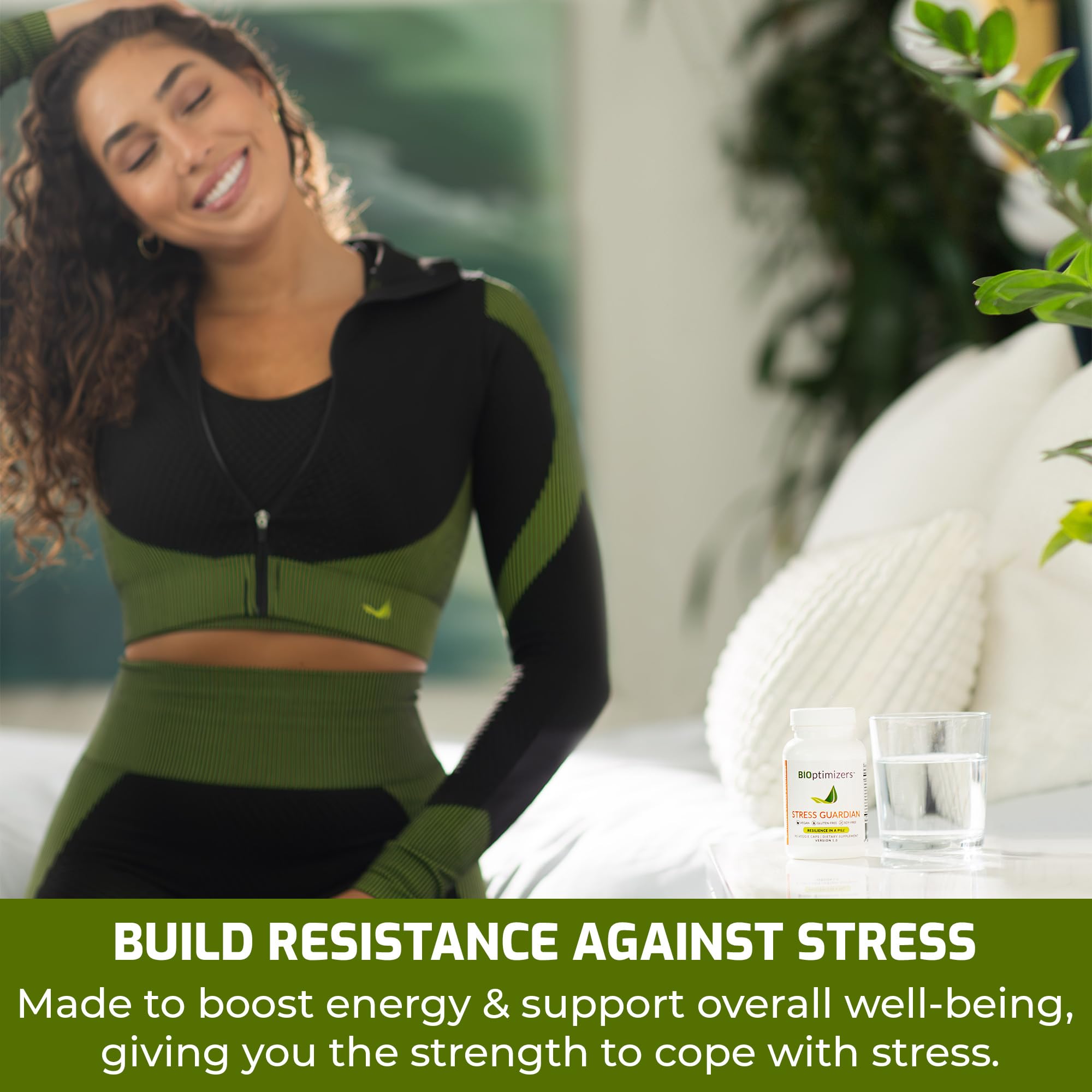 BIOptimizers Stress Guardian supplement lifestyle scene on a desk