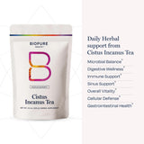 BioPure Green Tea Herbal Supplement 100g on a wooden table