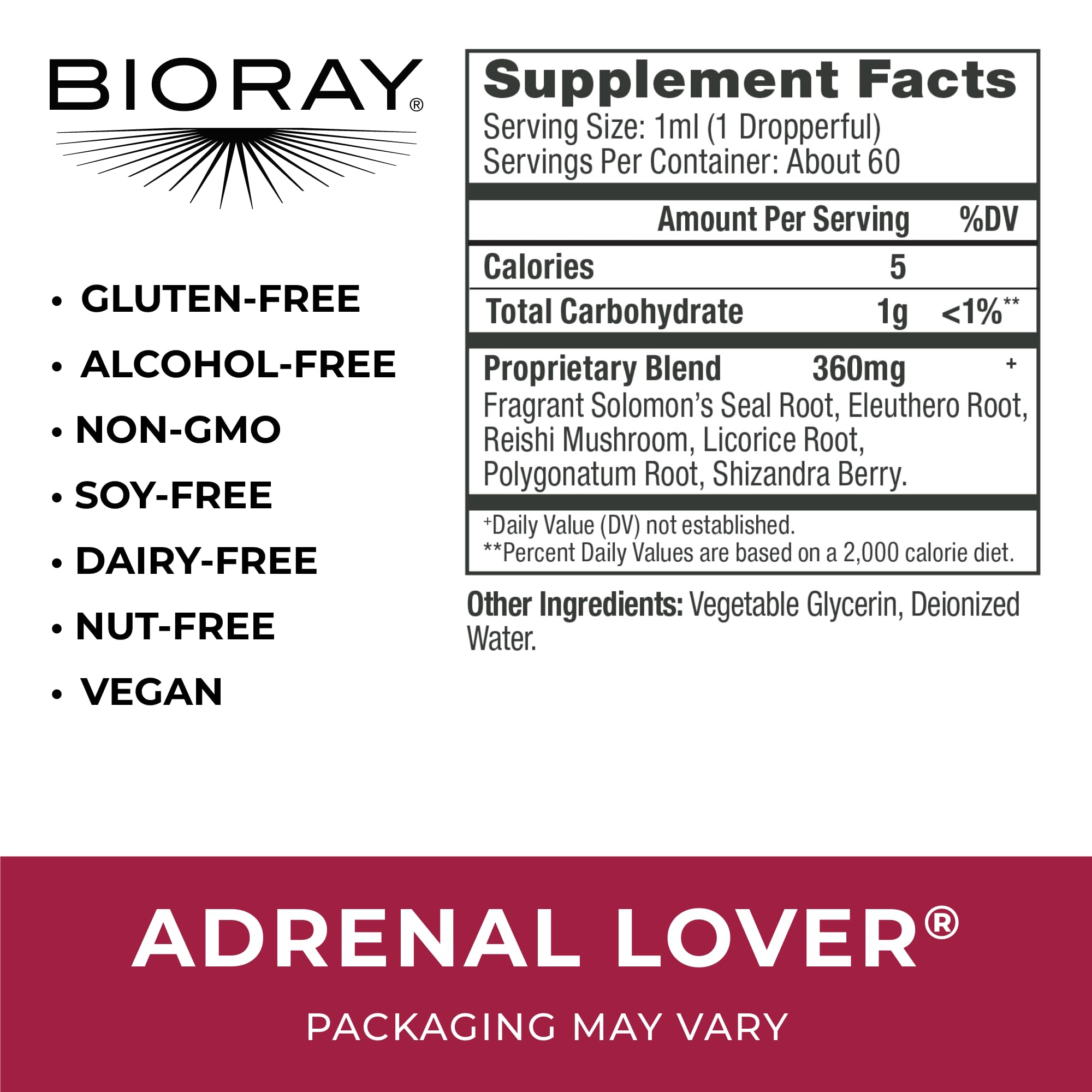BIORAY Adult Daily Adrenal Lover 57g label close-up