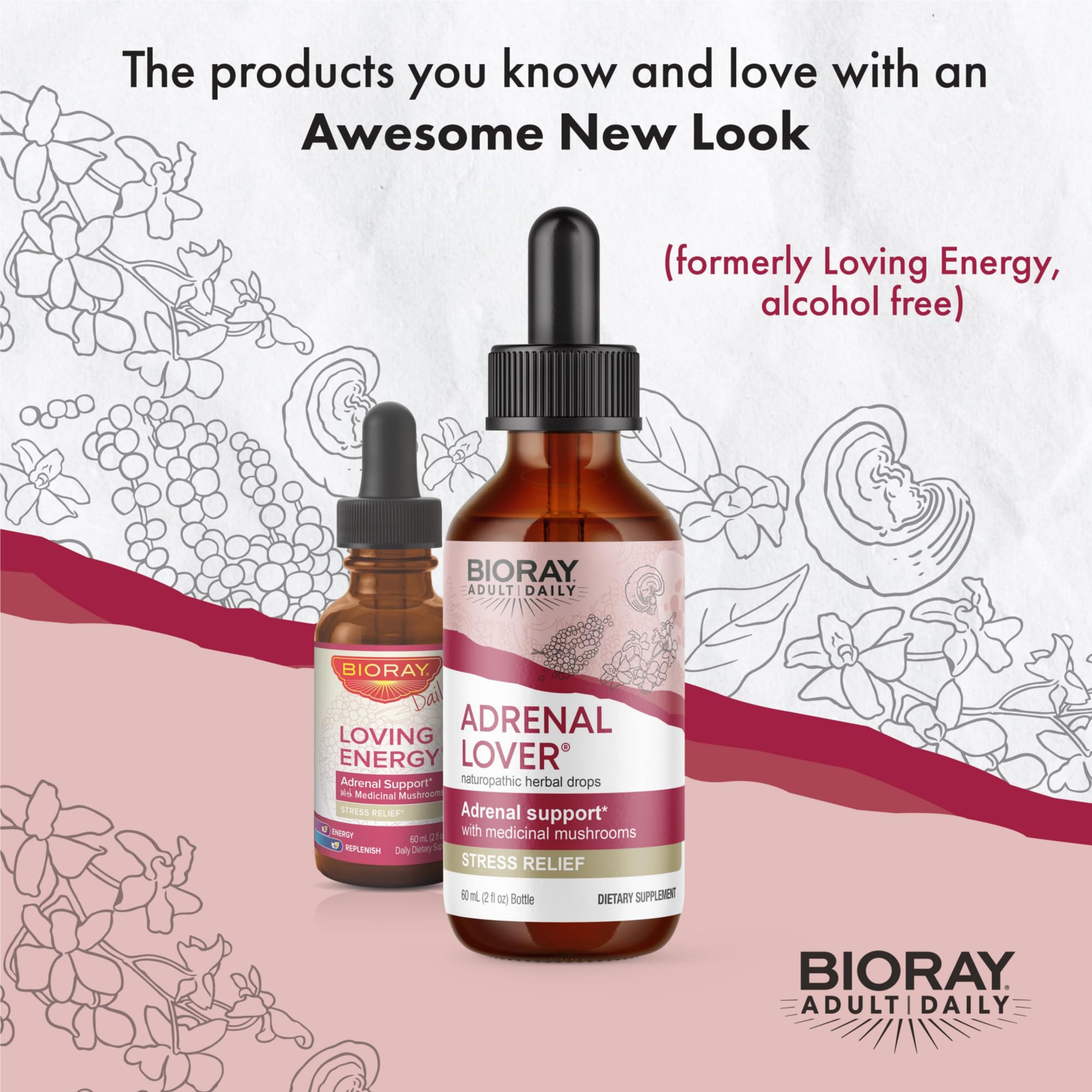 BIORAY Adult Daily Adrenal Lover 57g with ingredients display