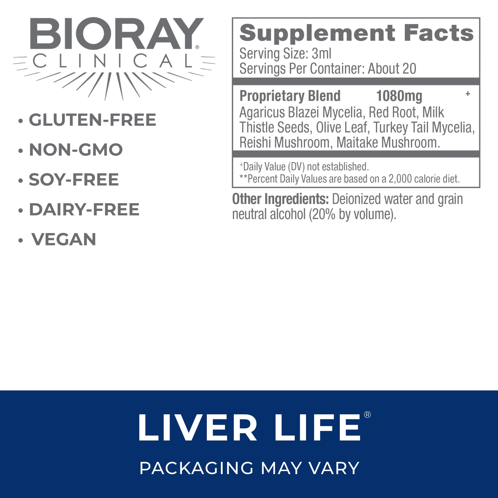 BIORAY Clinical Liver Life herbal supplement ingredients list