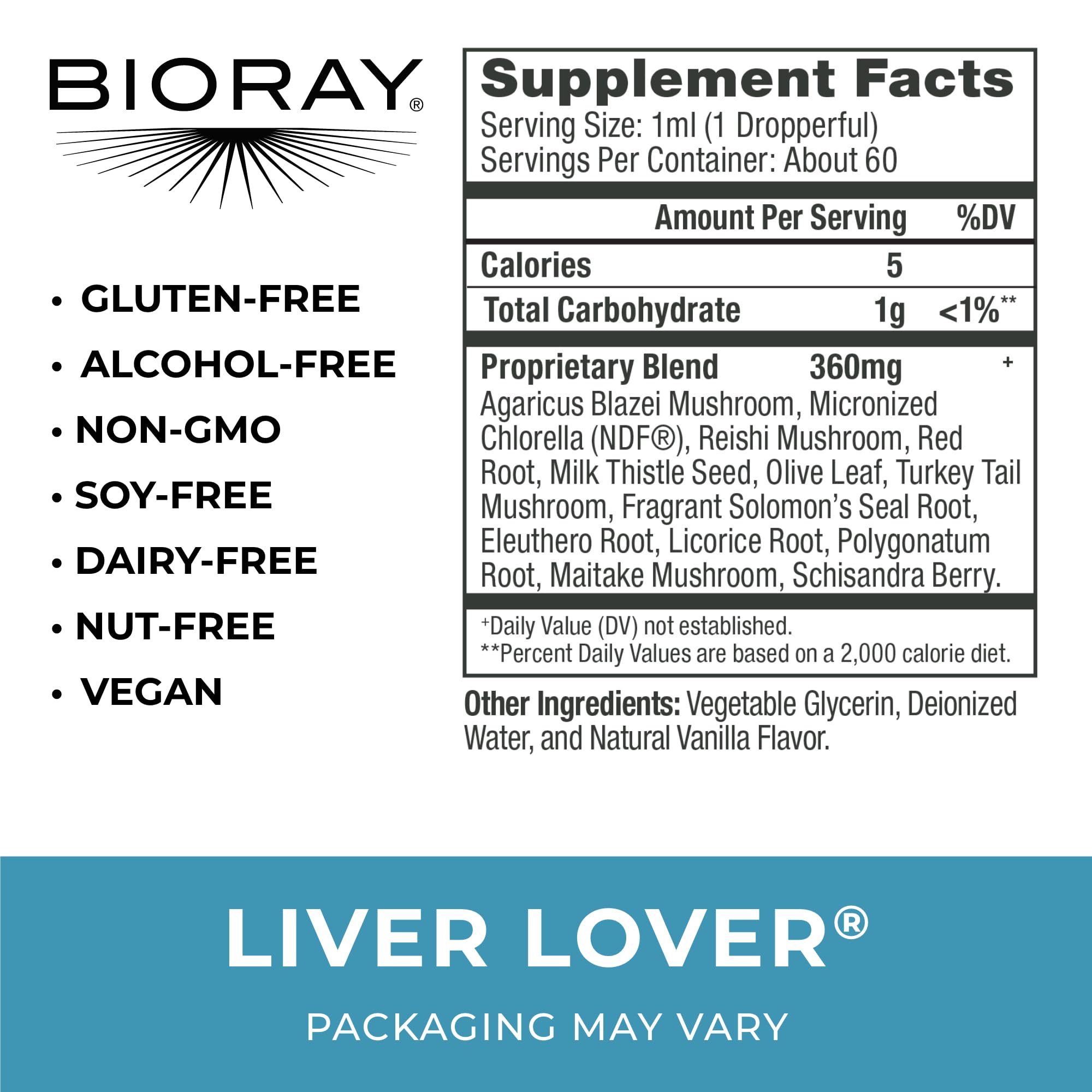 BIORAY Daily Liver Lover liquid tonic bottle side view