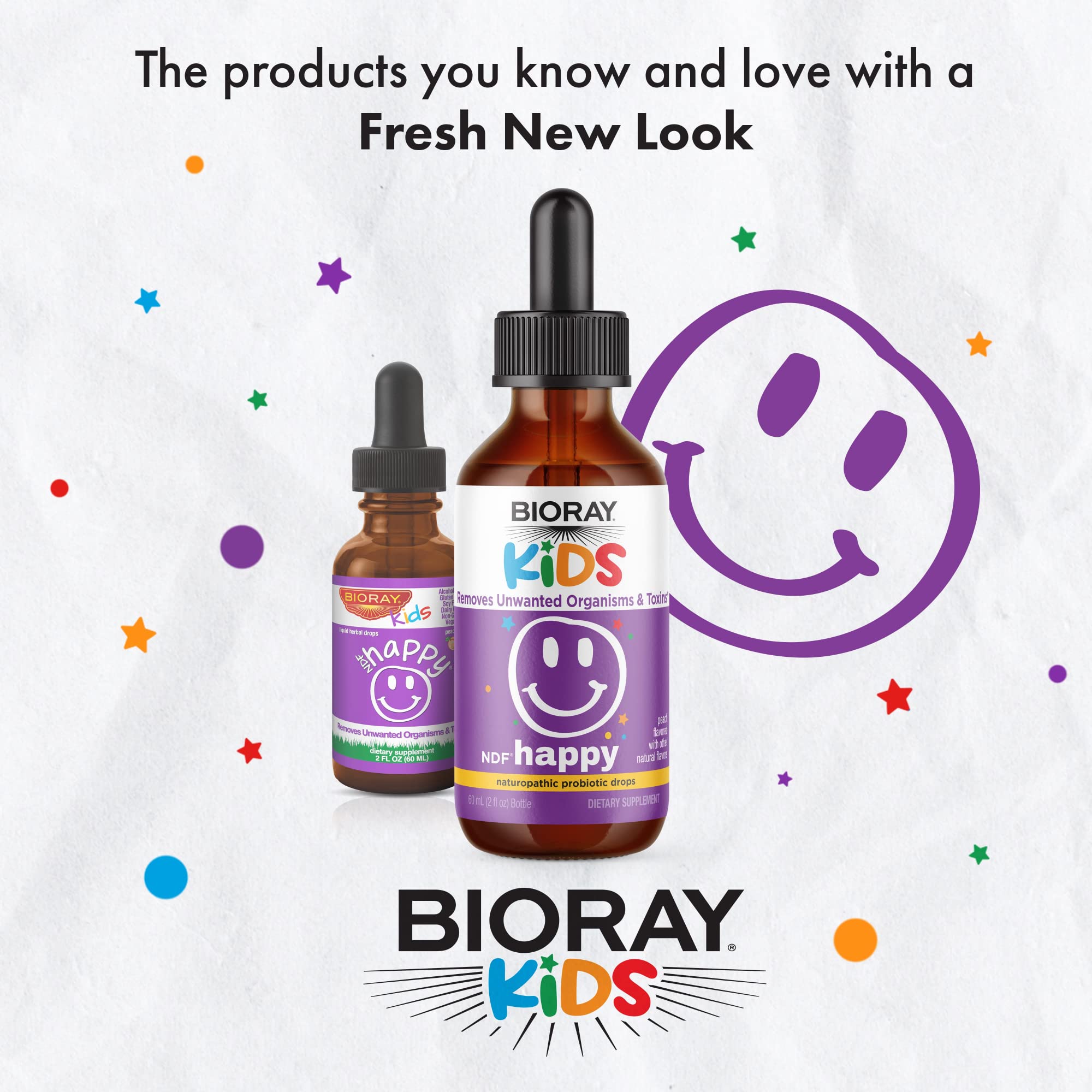 BIORAY Kids NDF Happy 57g supplement bottle side view