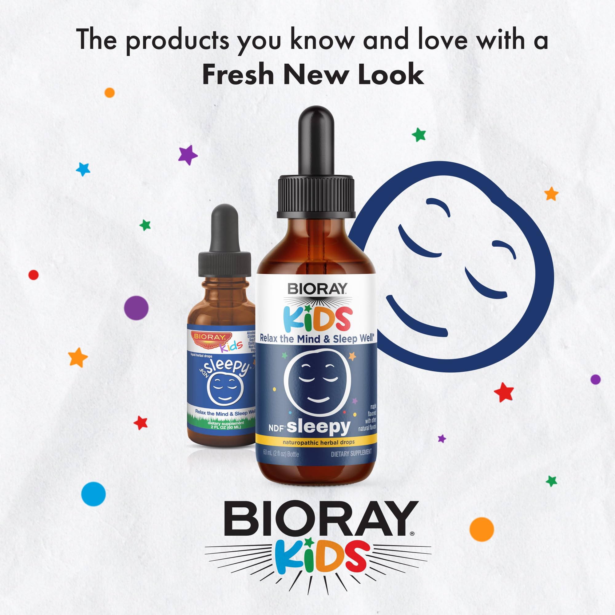 BIORAY Kids NDF Sleepy 150g side view showing dosage instructions