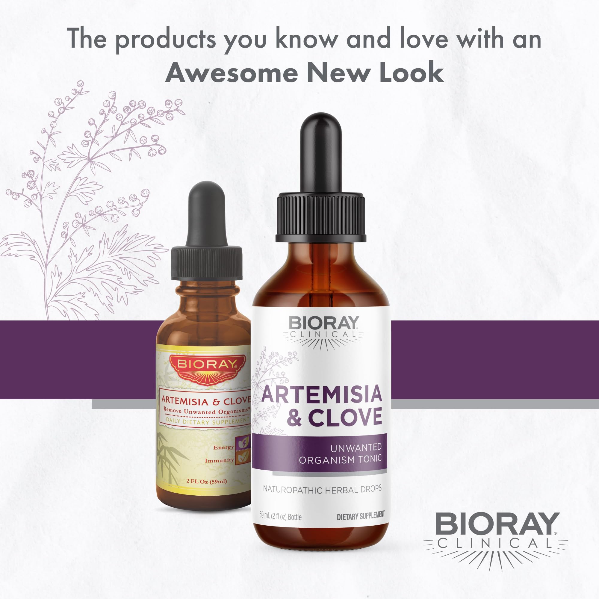 BIORAY Professional Artemisia & Clove Herbal Supplement dropper and liquid