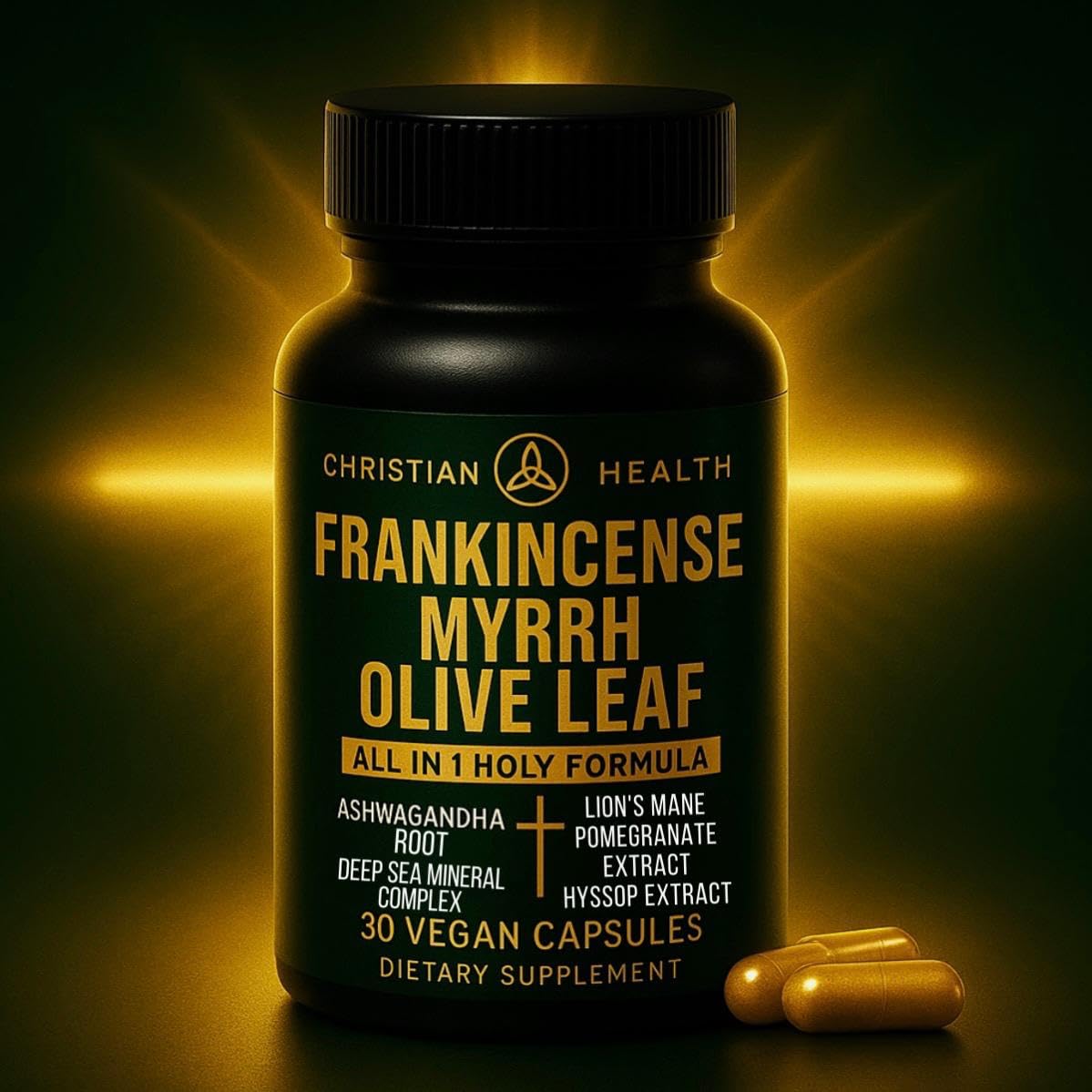 Bioregen co Olive Leaf Supplement with a background of herbs