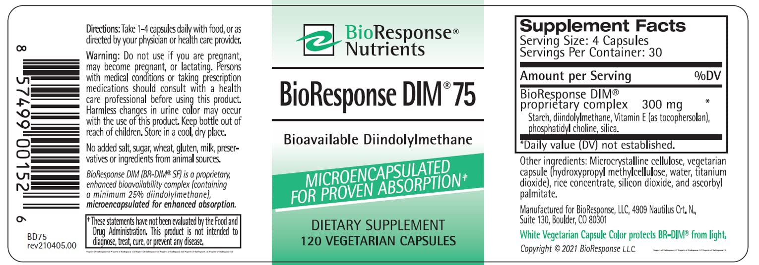 BioResponse Nutrients DIM Supplement 50g packaging details