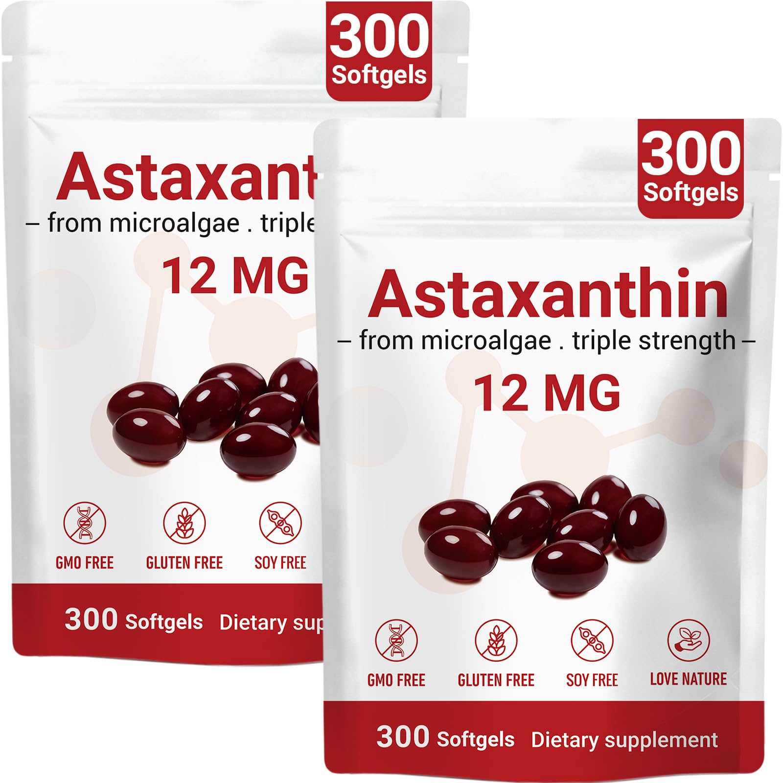 Biorizvo Astaxanthin 12mg 600 capsules front view