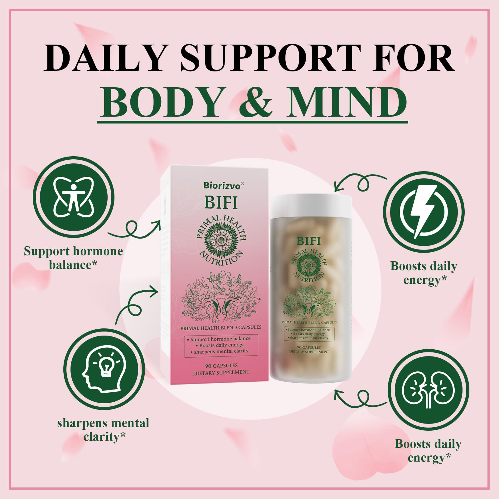 Biorizvo Beef Organ Supplement bottle with a measuring spoon