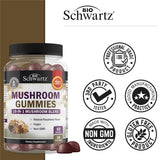 BioSchwartz 10-in-1 Mushroom Gummies on a wooden table