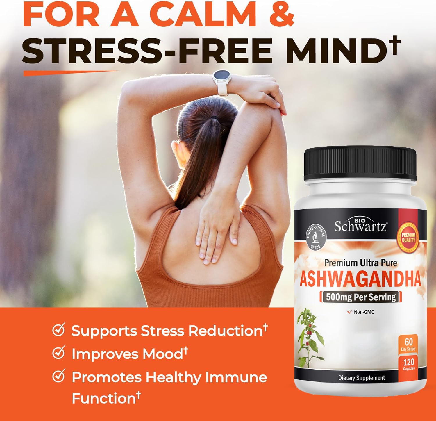 BioSchwartz Ashwagandha Capsules 500mg close-up of capsules