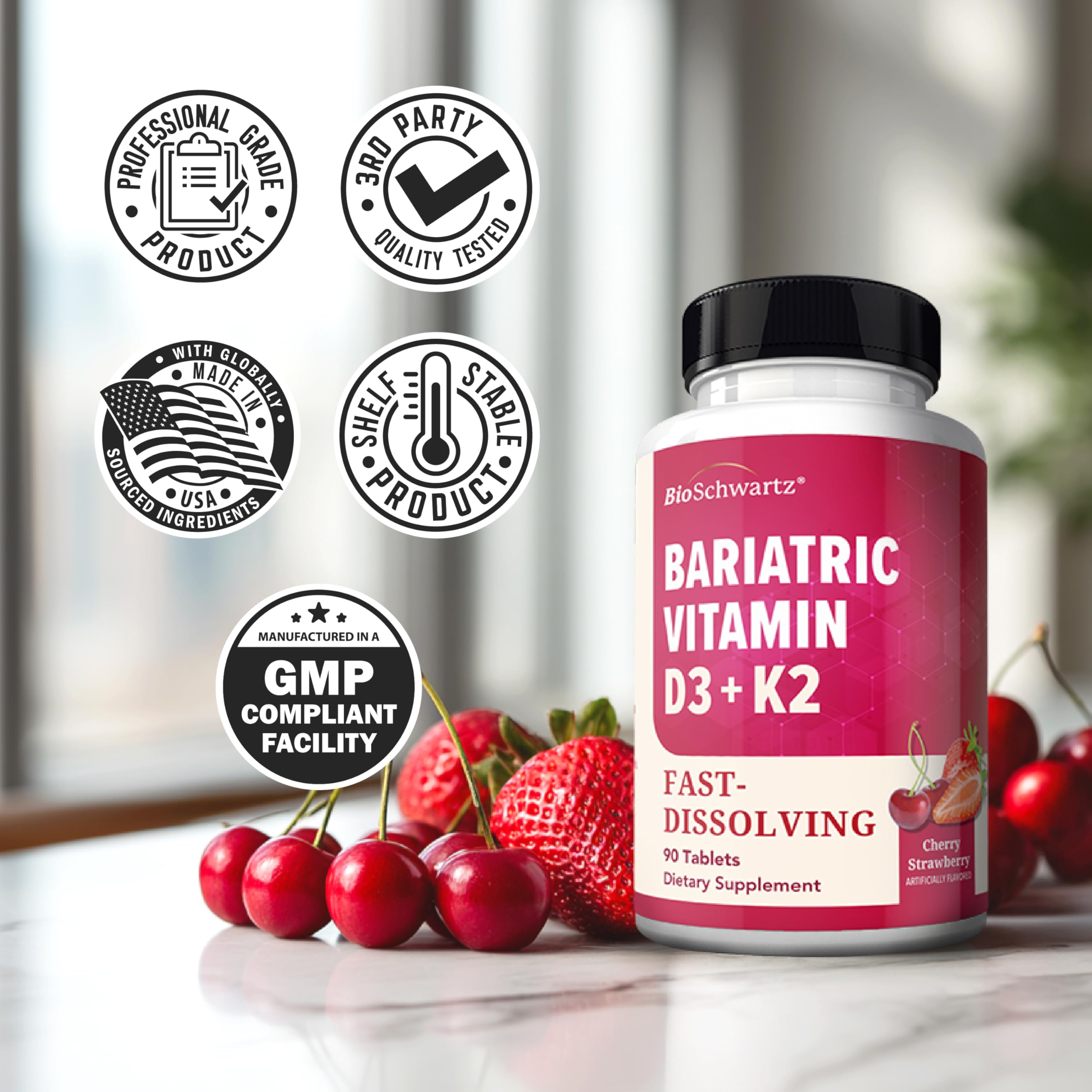 BioSchwartz Bariatric D3 + K2 tablets dissolving