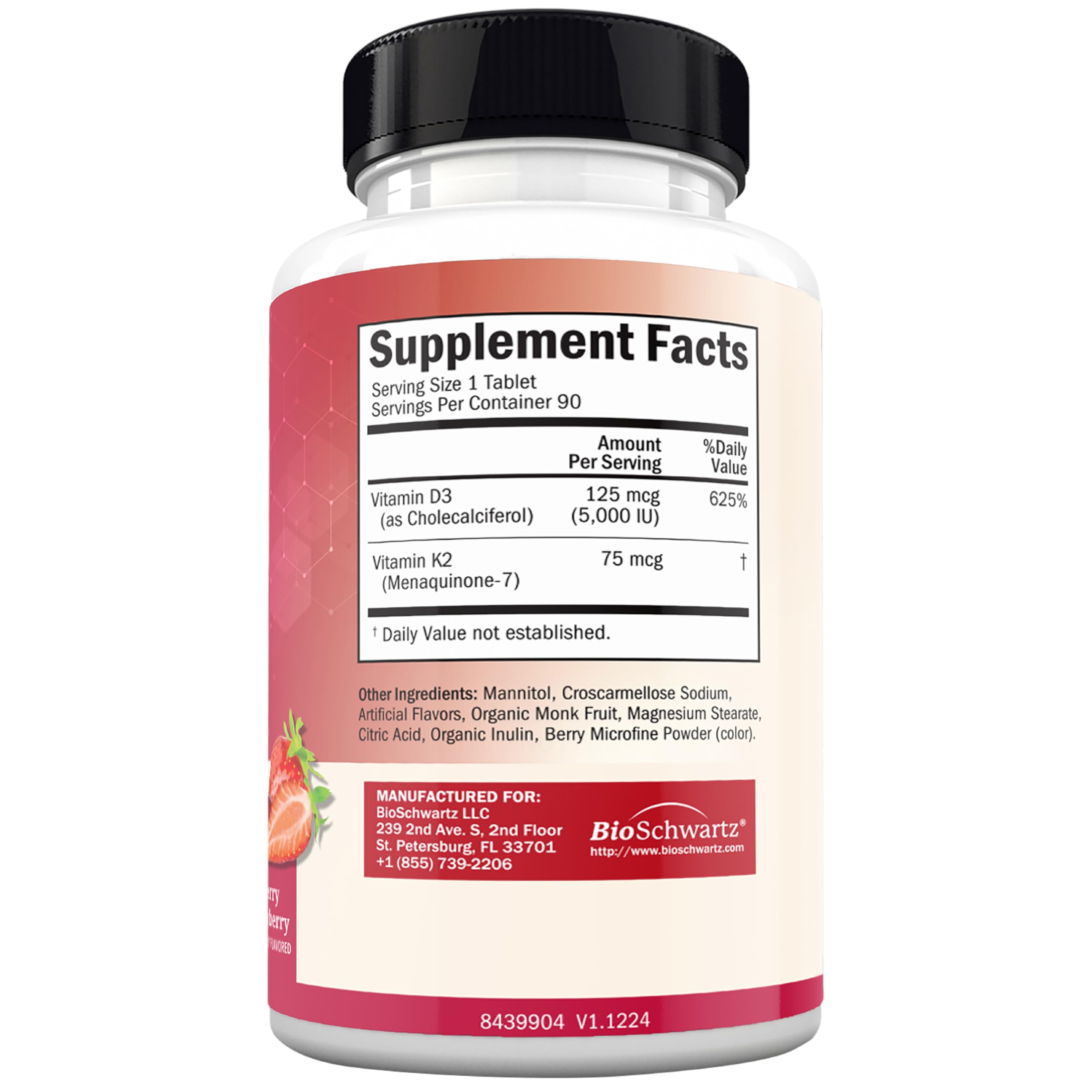 BioSchwartz Bariatric D3 + K2 tablets with measuring spoon
