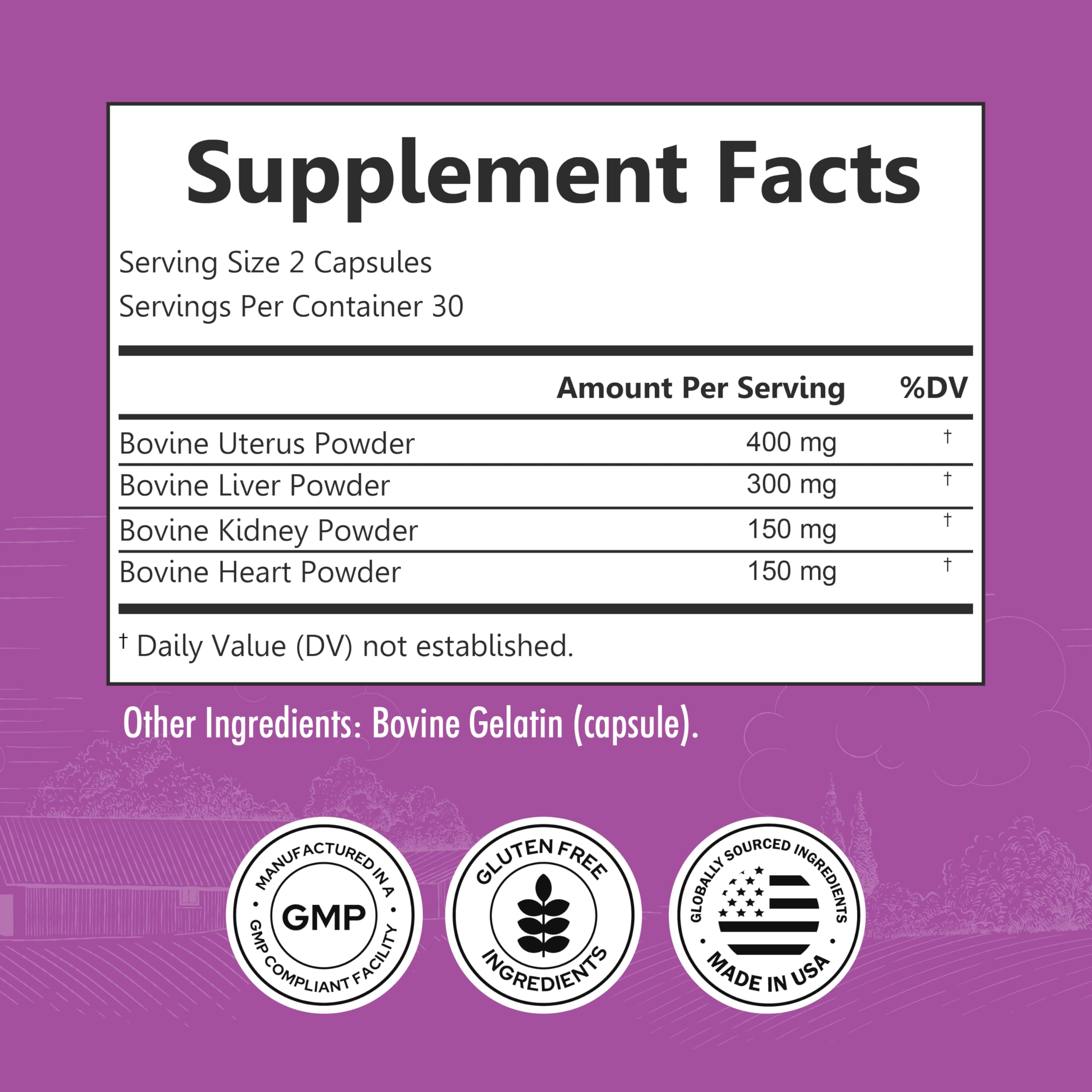 BioSchwartz Beef Organ Supplement for Women capsules in bottle