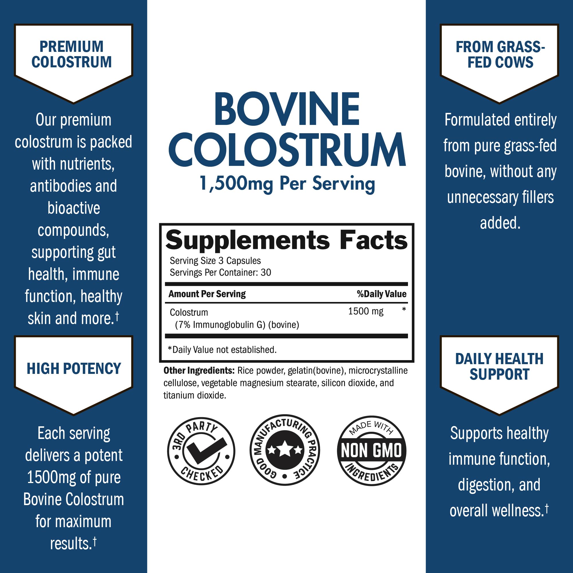 BioSchwartz Bovine Colostrum Capsules 1500mg bottle with label