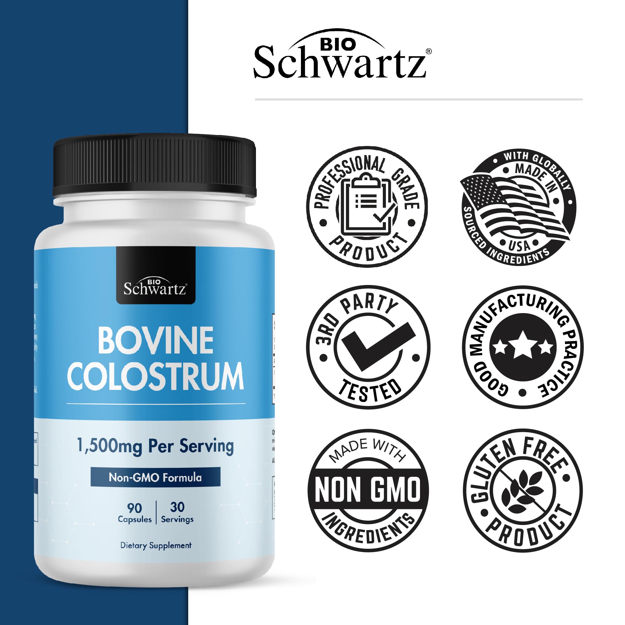 BioSchwartz Bovine Colostrum Capsules 1500mg nutritional information