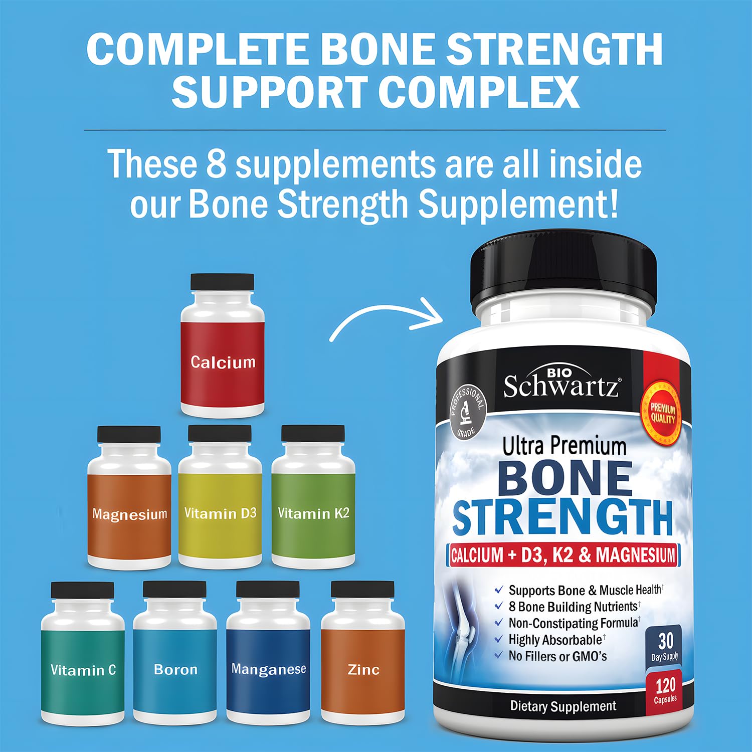 BioSchwartz Calcium Supplement 181g side view
