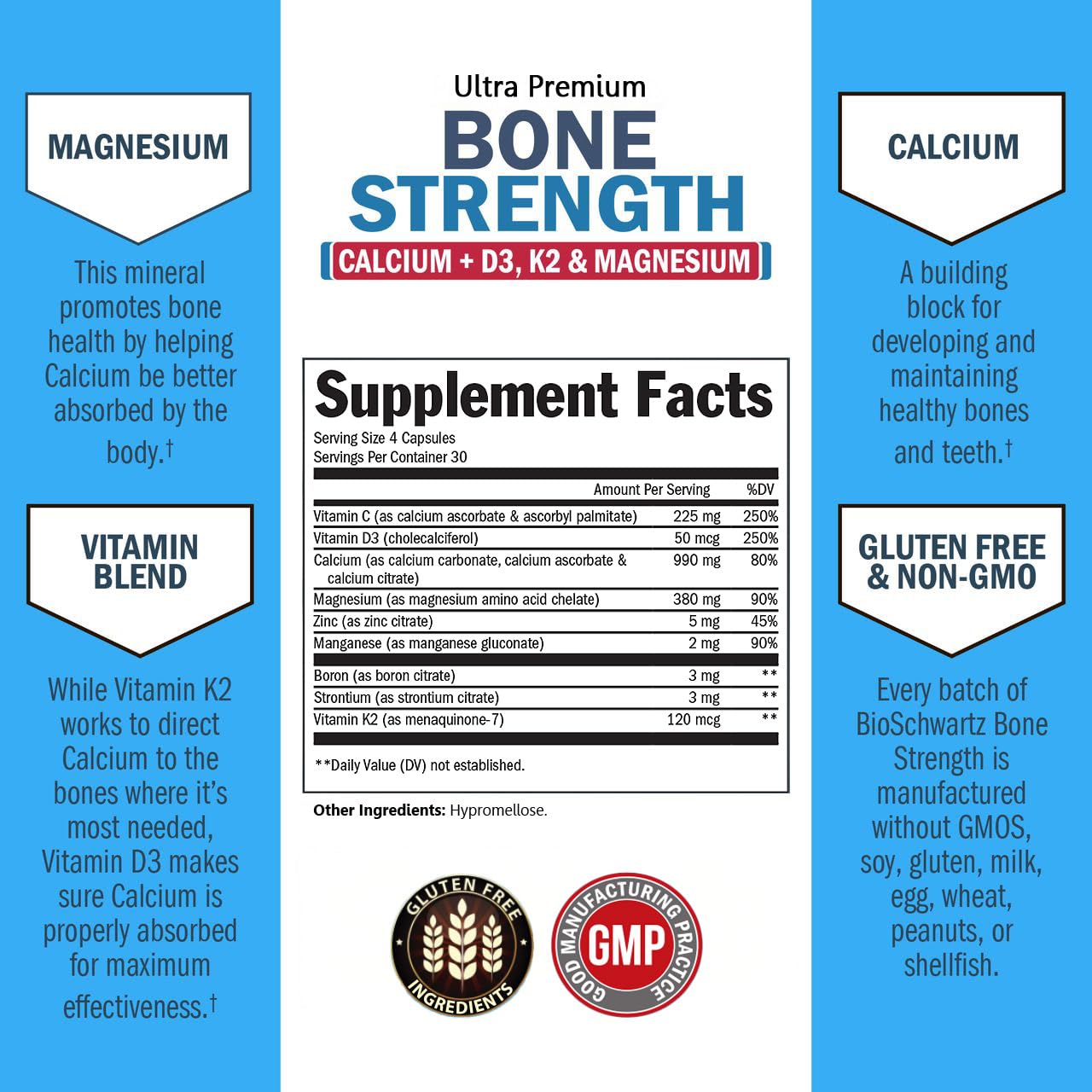 BioSchwartz Calcium Supplement 181g with ingredients list