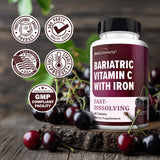 BioSchwartz Chewable Iron & Vitamin C Tablets with a glass of water