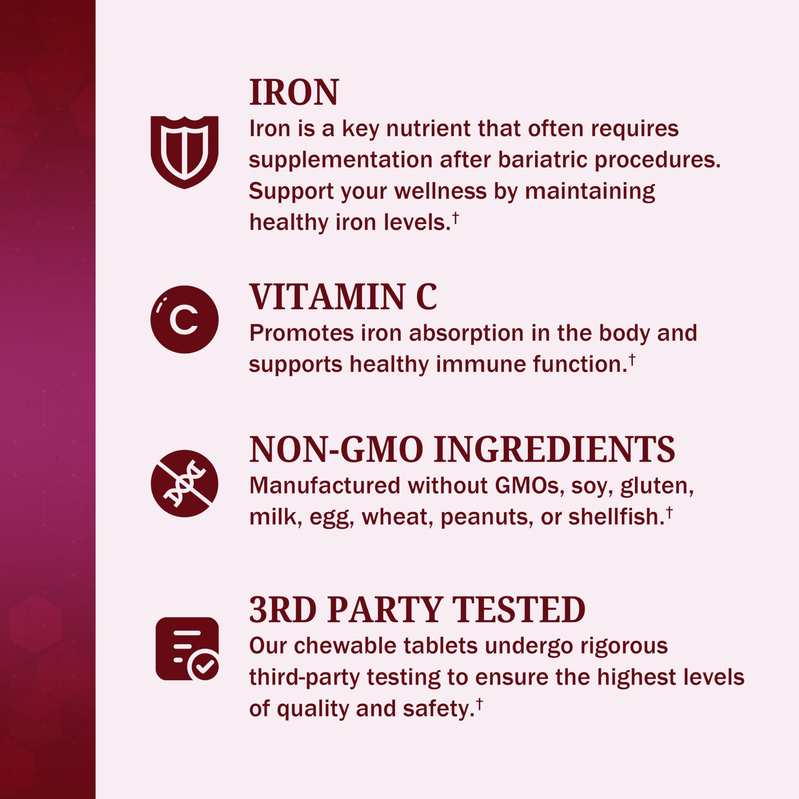 BioSchwartz Chewable Iron & Vitamin C Tablets with dosage details