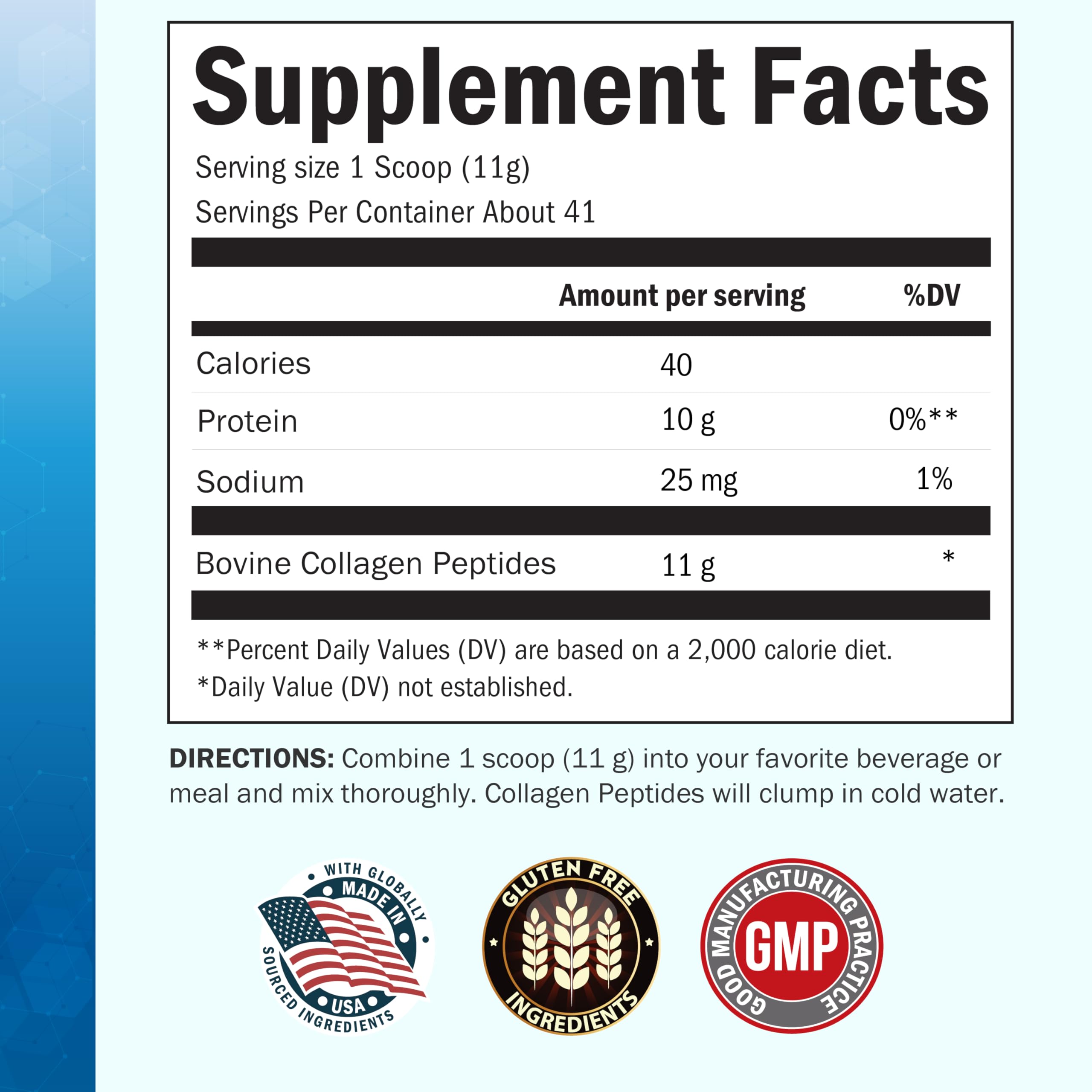 BioSchwartz Collagen Peptides Powder 454g scoop in a glass