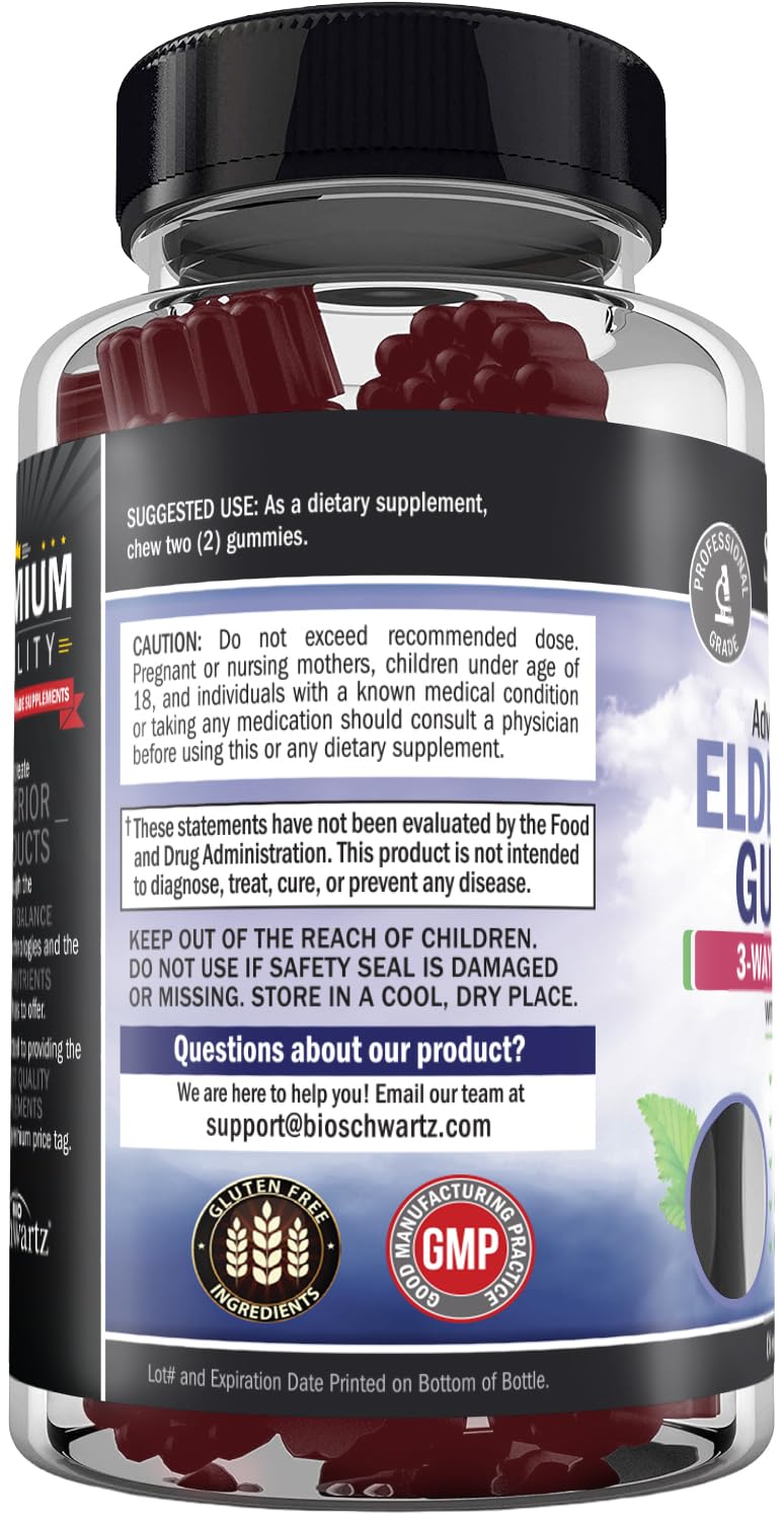 BioSchwartz Elderberry Gummies showing a gummy in hand