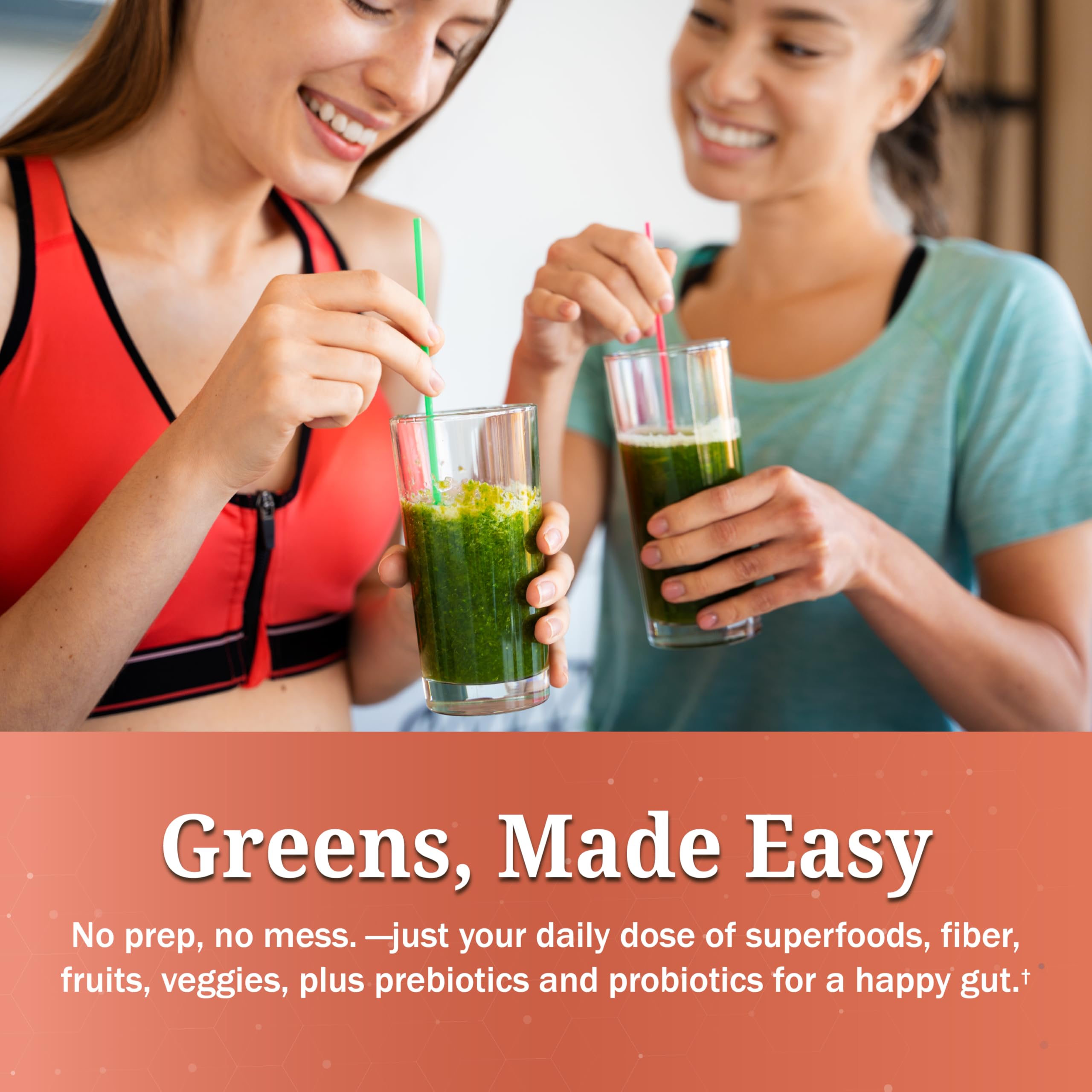 BioSchwartz Greens Superfood Powder in a glass of smoothie