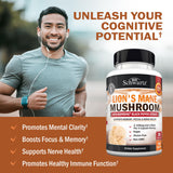 BioSchwartz Lion's Mane Mushroom Supplement 2100mg capsule close-up
