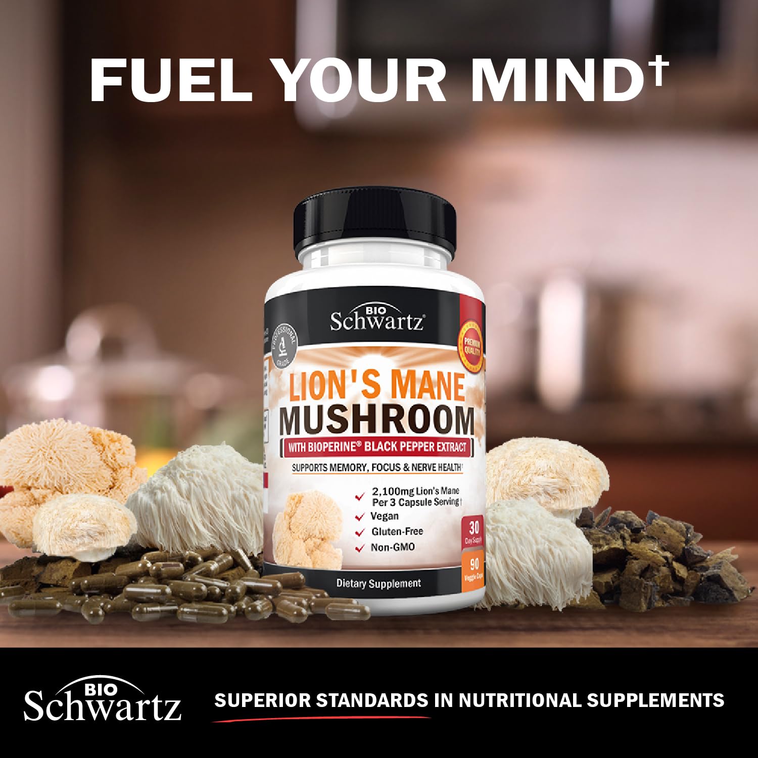 BioSchwartz Lion's Mane Mushroom Supplement 2100mg ingredients list