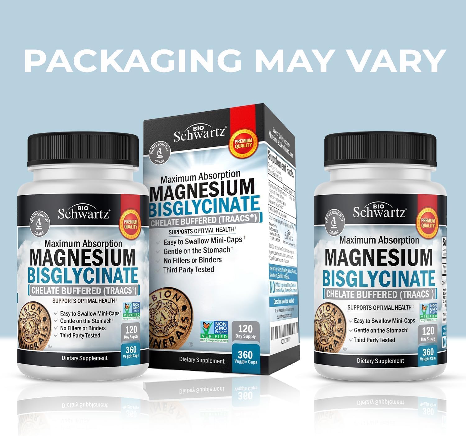 BioSchwartz Magnesium Bisglycinate 360 mini capsules side view