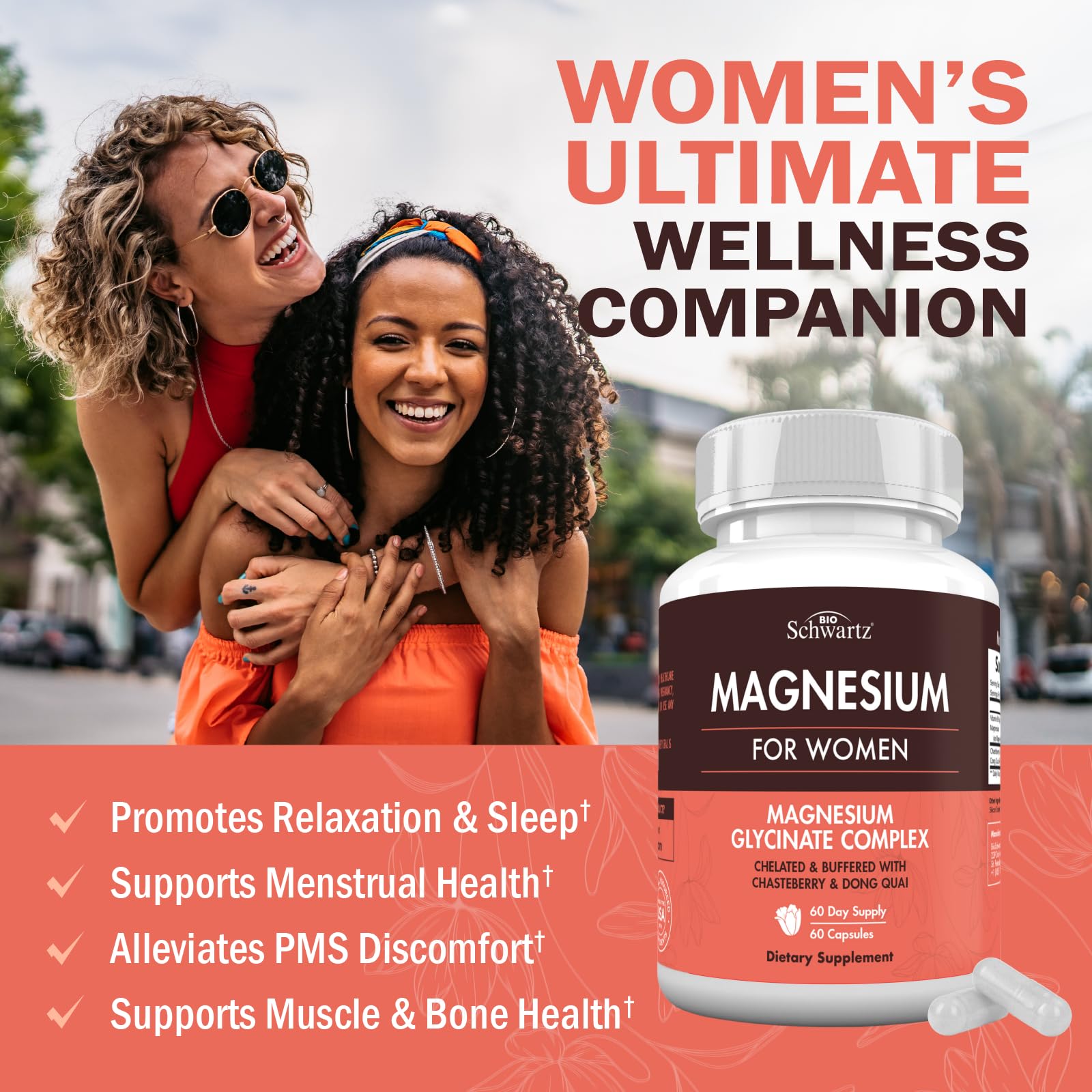 BioSchwartz Magnesium Bisglycinate Complex 60 Capsules side view