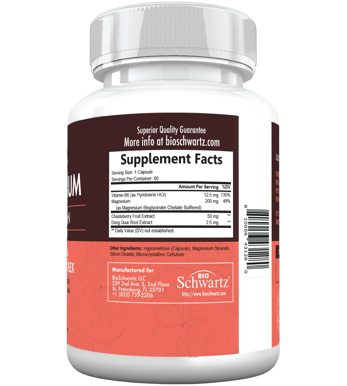 BioSchwartz Magnesium Bisglycinate Complex 60 Capsules with a glass of water