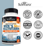 BioSchwartz Men's 50+ Multivitamin Capsules on a wooden table