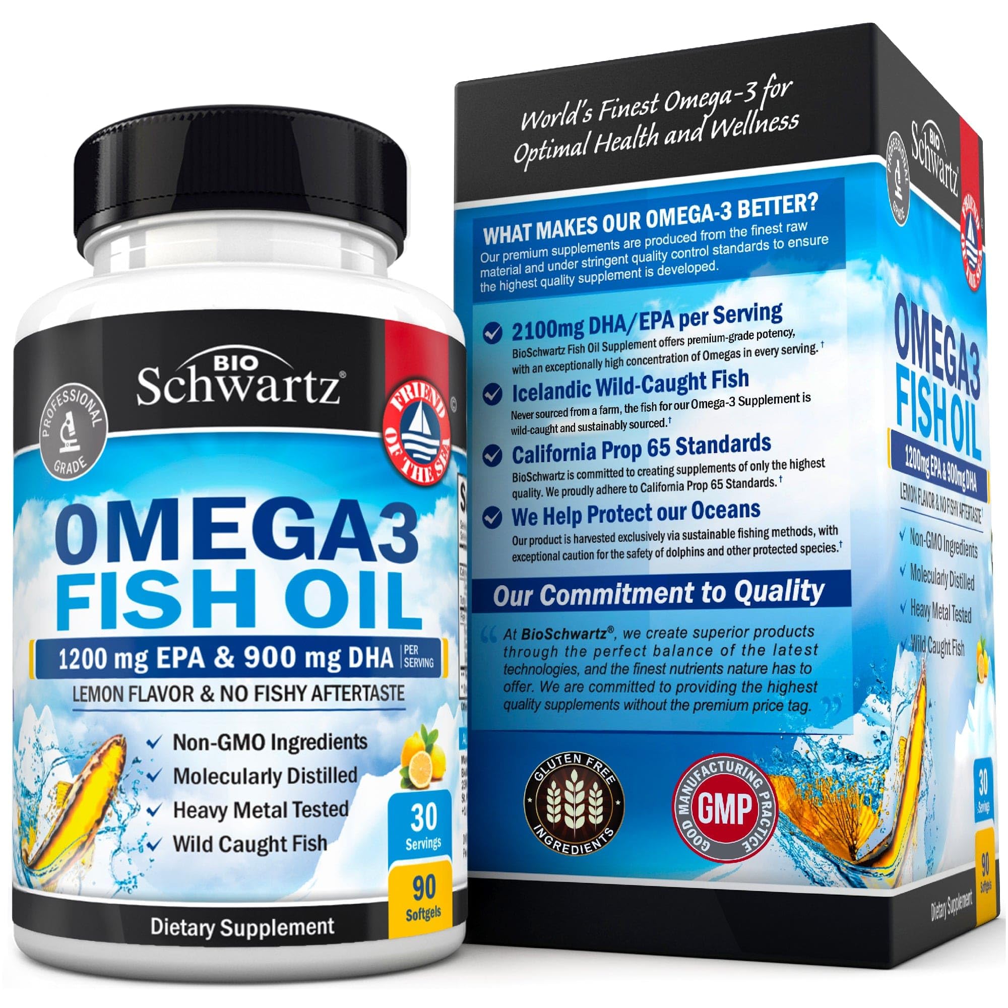 BioSchwartz Omega-3 Fish Oil Softgels with measuring spoon