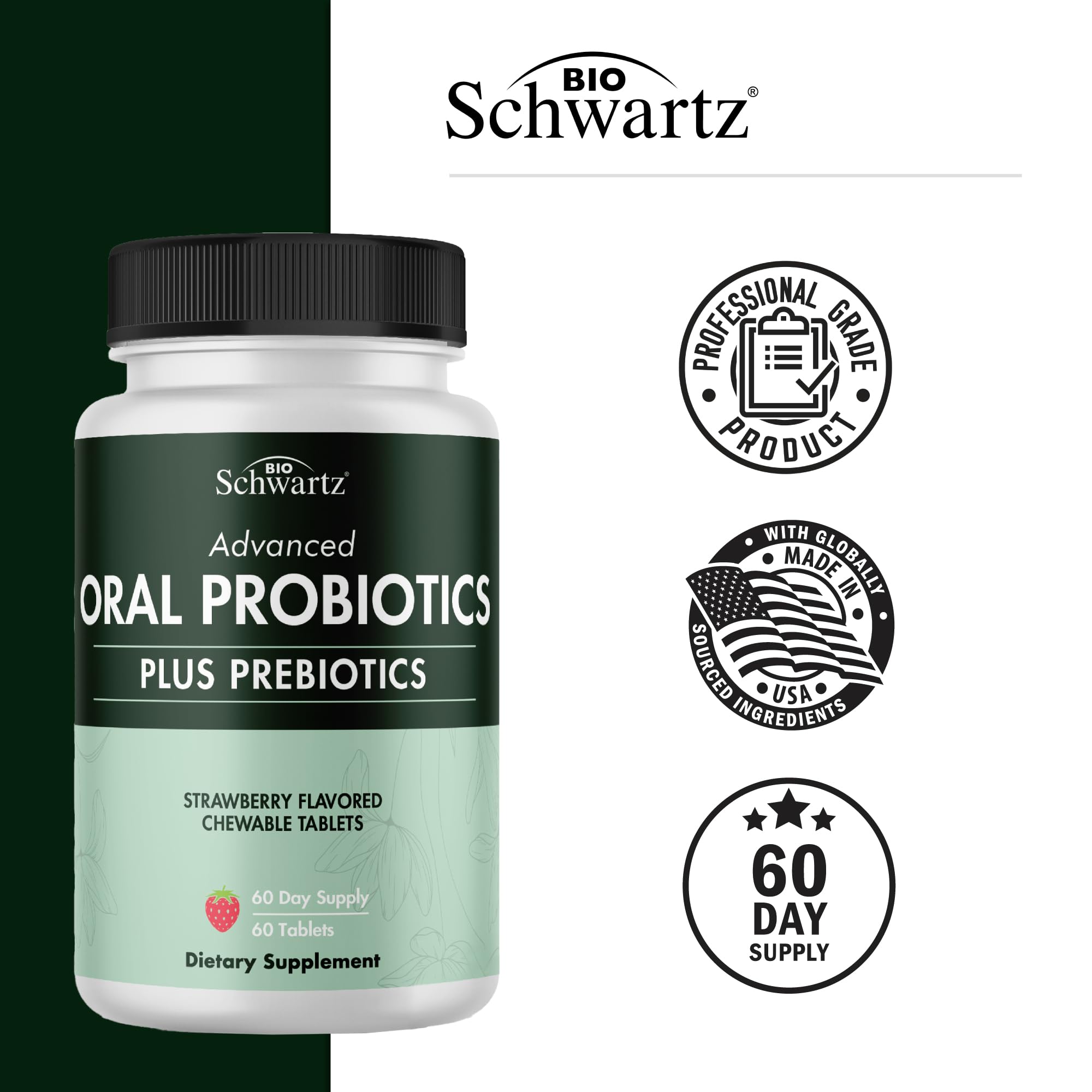 BioSchwartz Oral Probiotics capsules on a wooden surface