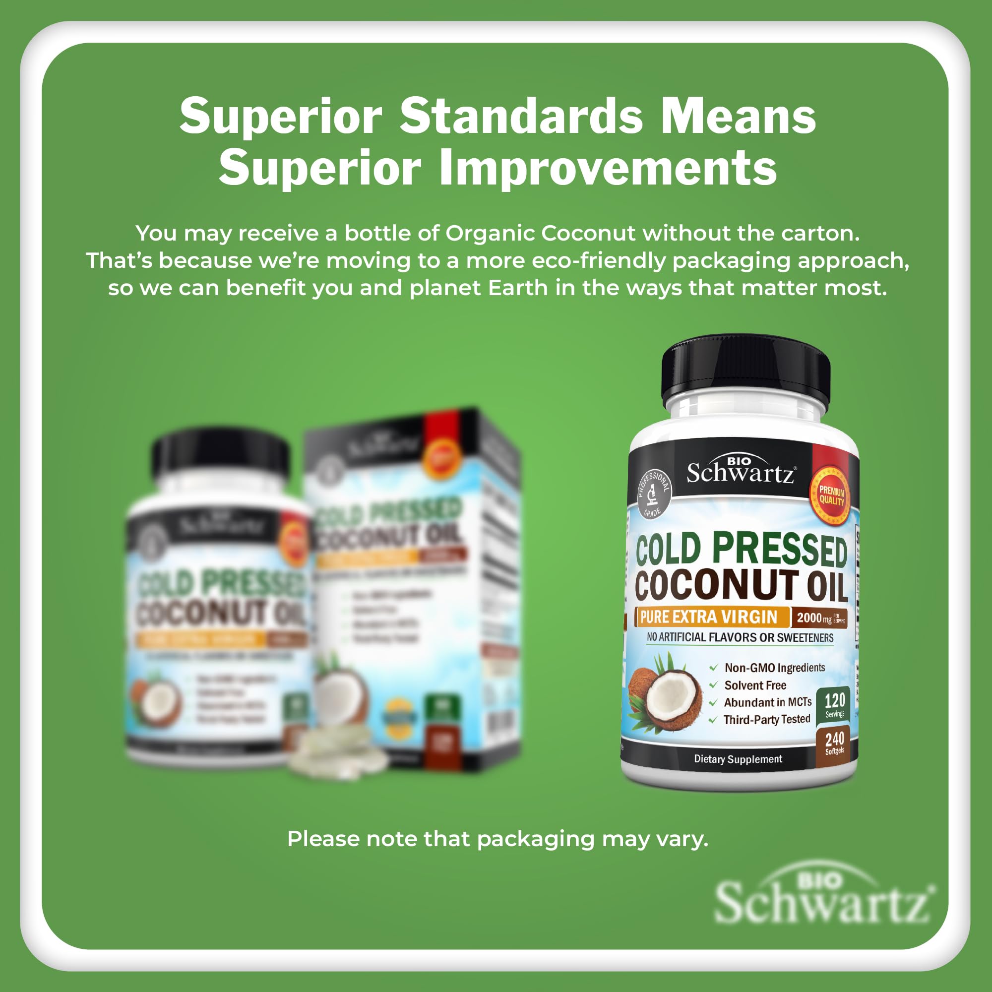 BioSchwartz Organic Coconut Oil Softgels bottle side view