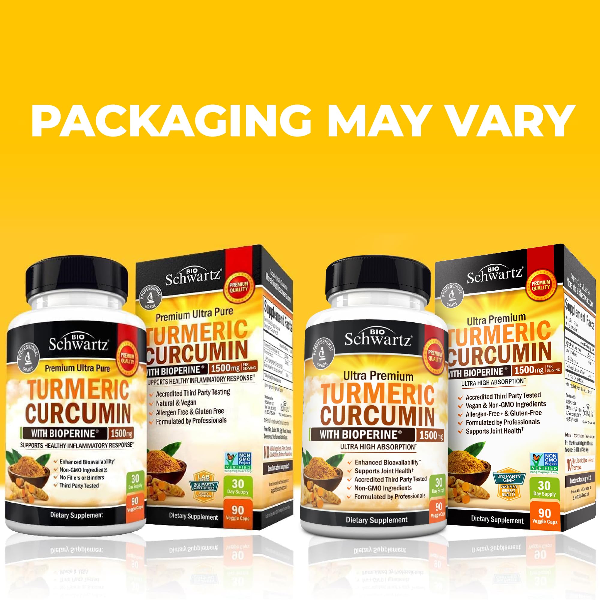 BioSchwartz Turmeric Curcumin 1500mg capsules close-up