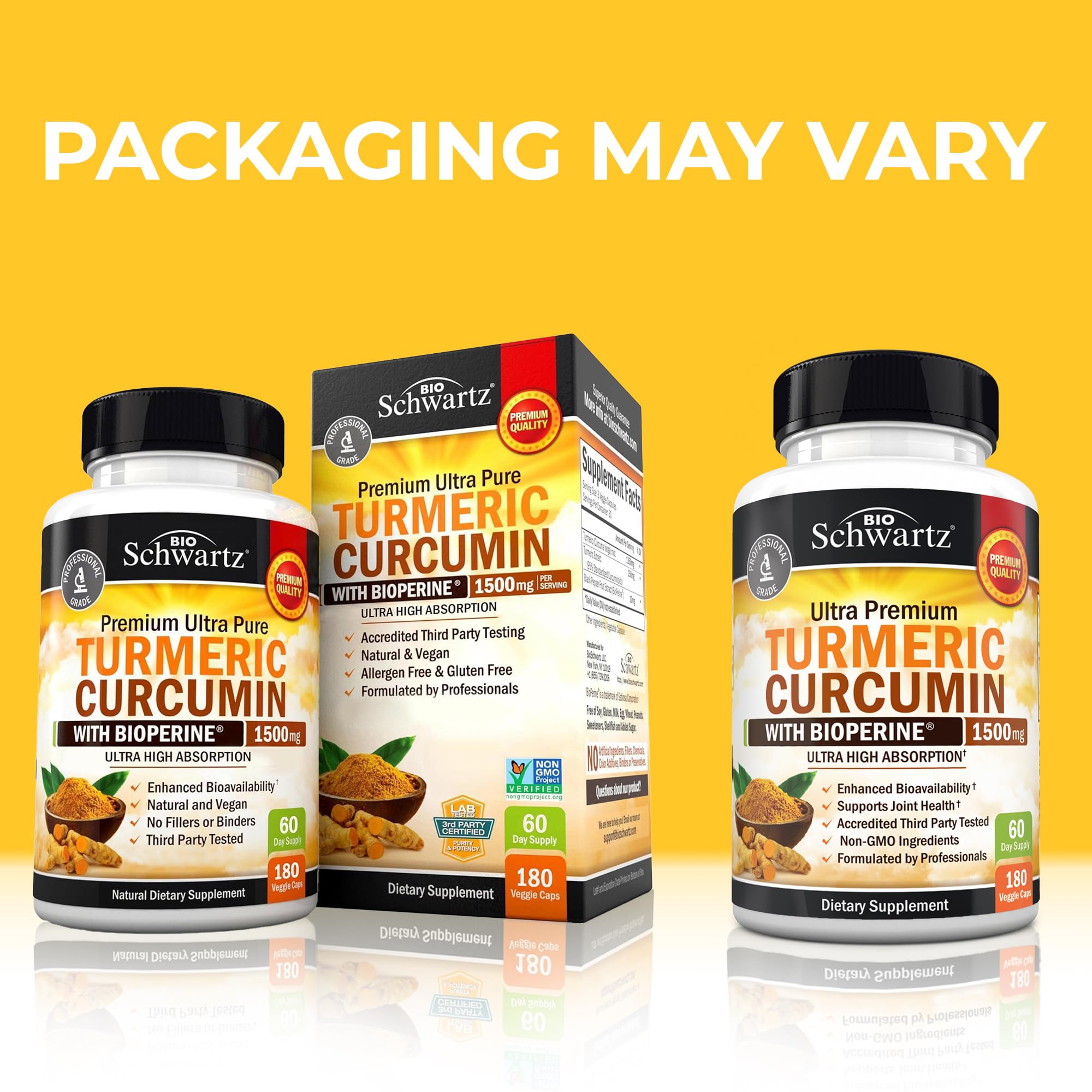 BioSchwartz Turmeric Curcumin 1500mg capsules side view