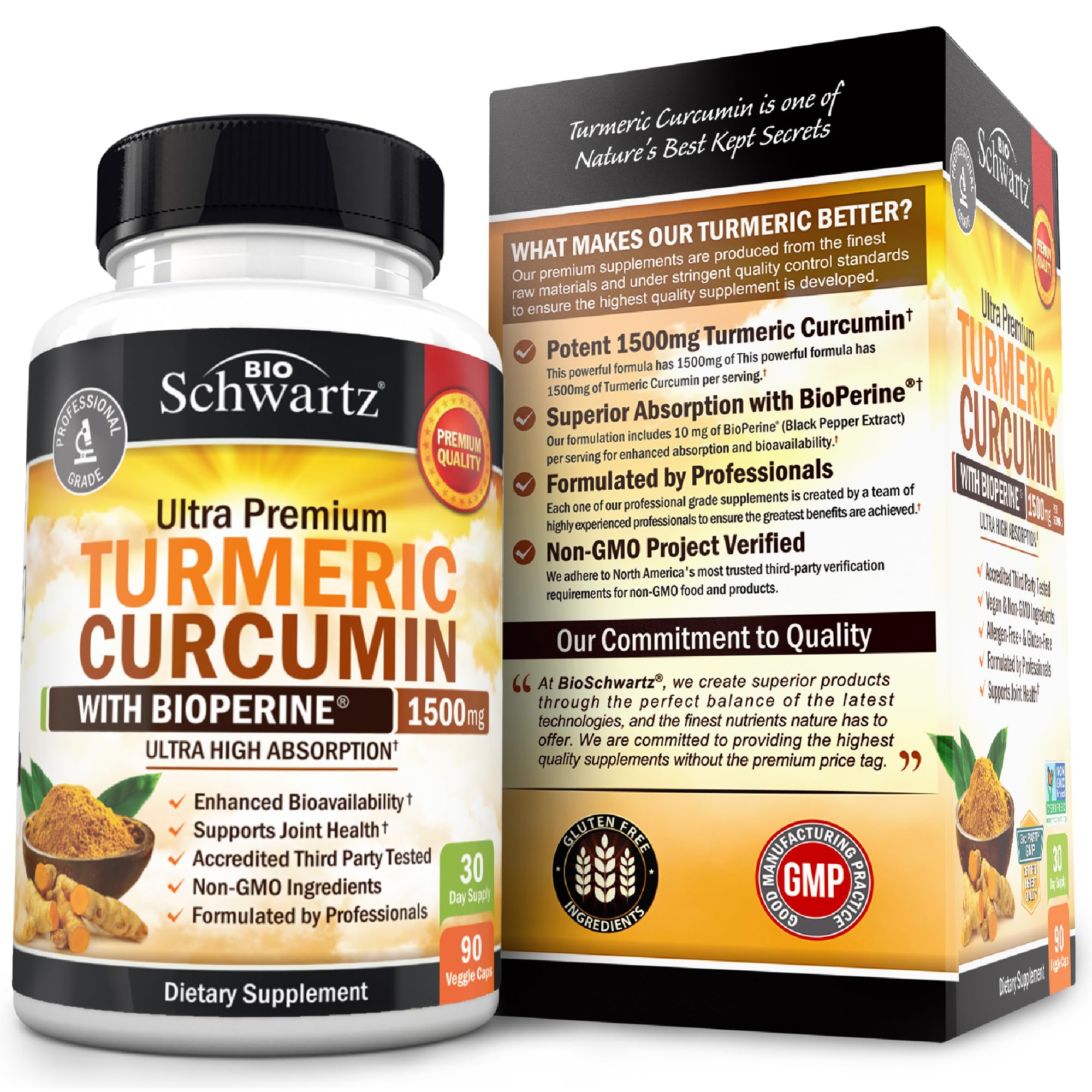 BioSchwartz Turmeric Curcumin 1500mg capsules with measuring spoon