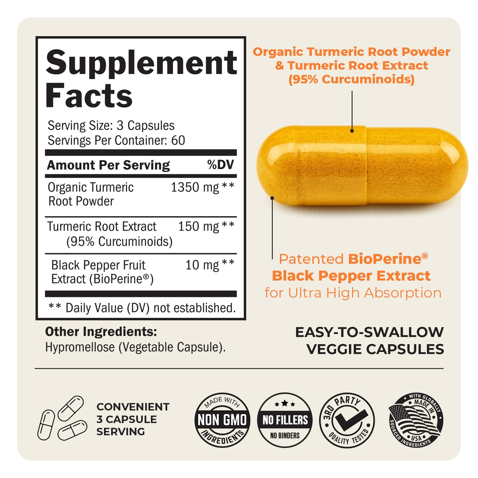 BioSchwartz Turmeric Curcumin capsules with BioPerine