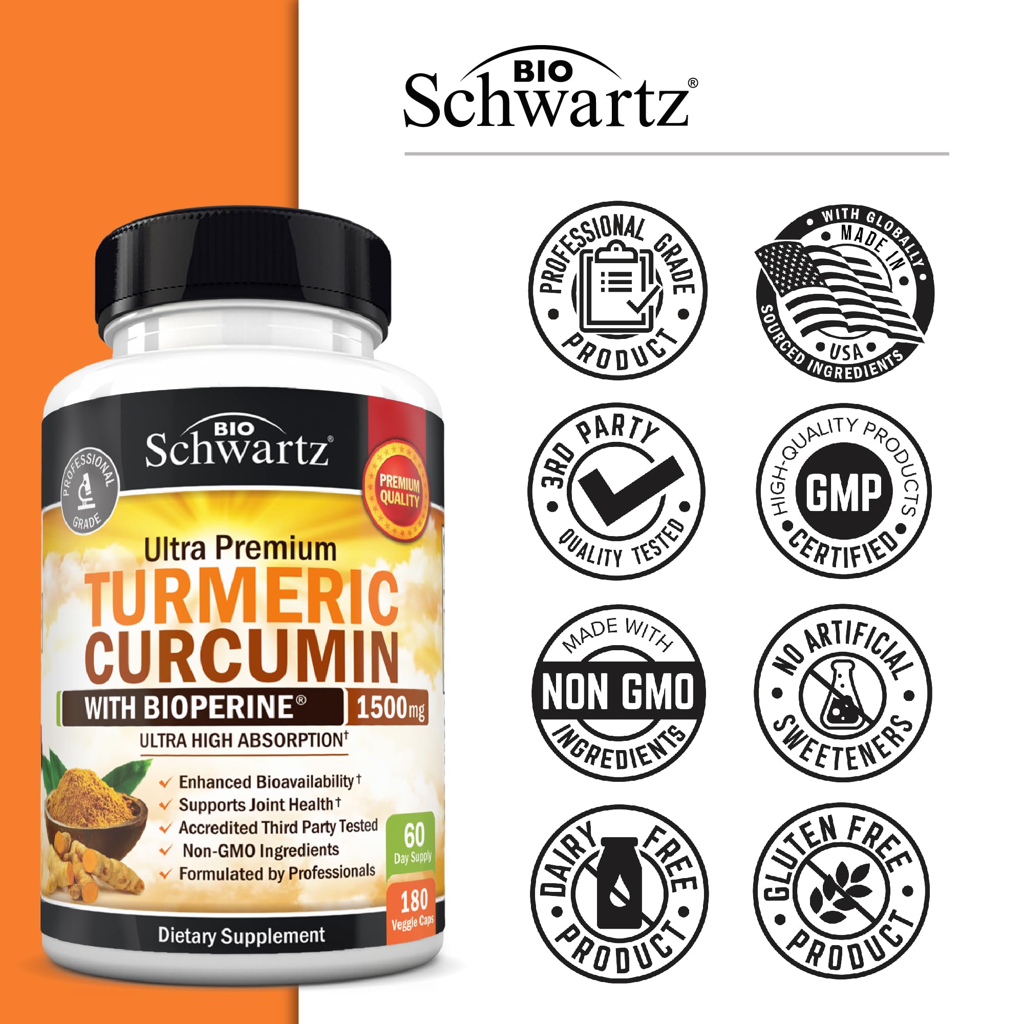 BioSchwartz Turmeric Curcumin capsules with measuring spoon